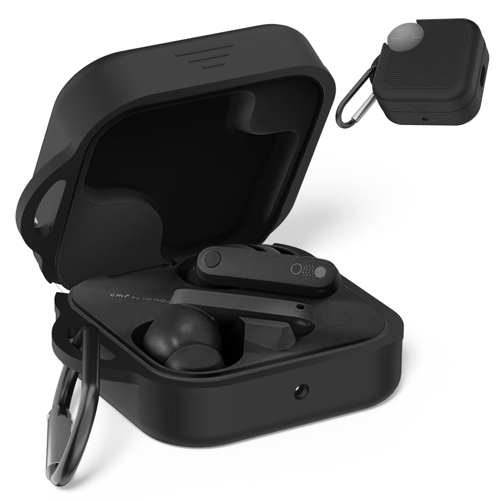 Silicone Cover Case for CMF Buds Pro 2,Protective Earbuds Sleeve Compatible with CMF by Nothing Buds Pro 2,Shockproof Scratch-Resistant Protective Case with Carabiner (Black)