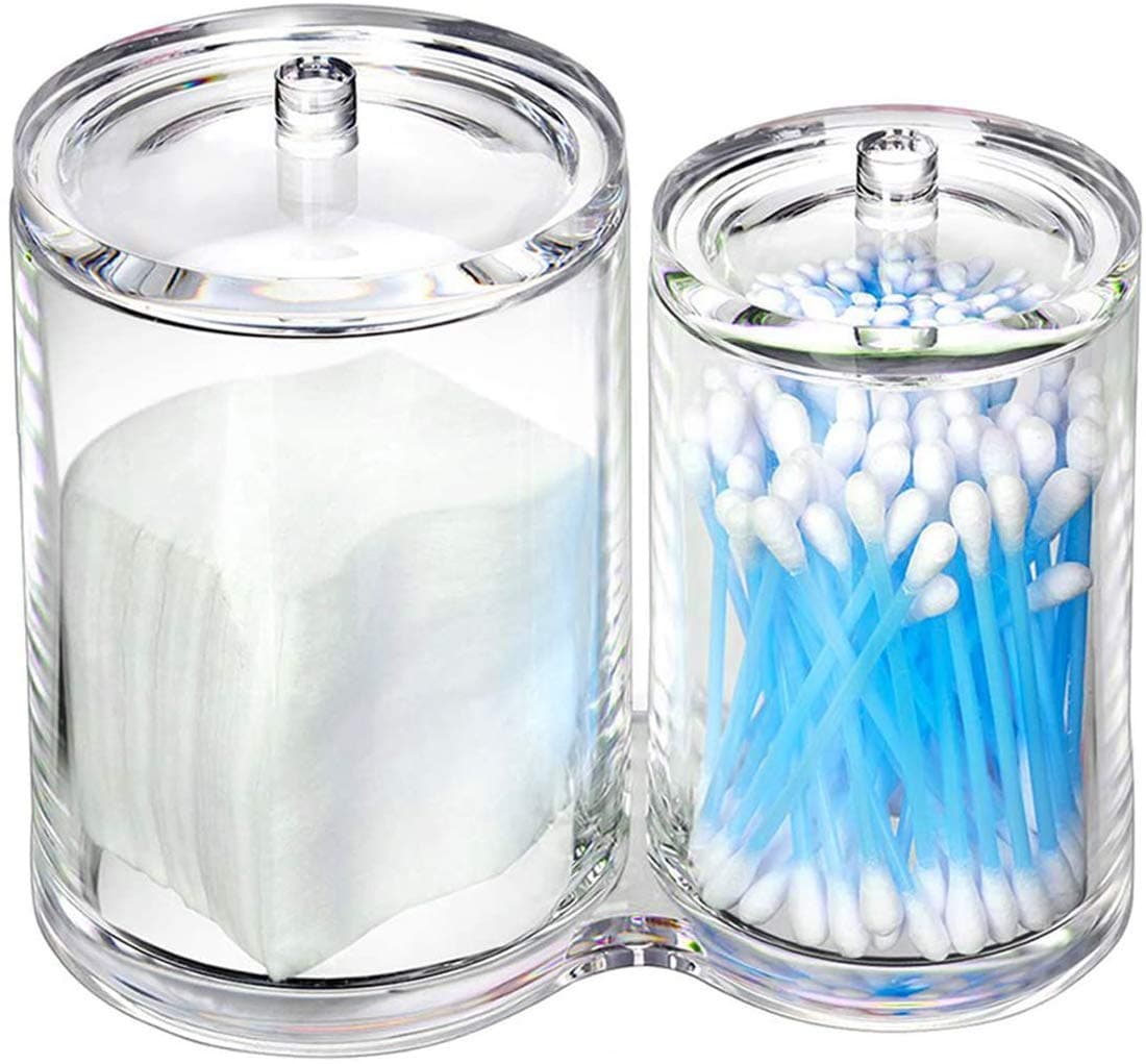 MAKINGTECAcrylic Round Swab Q-Tips Container, Clear