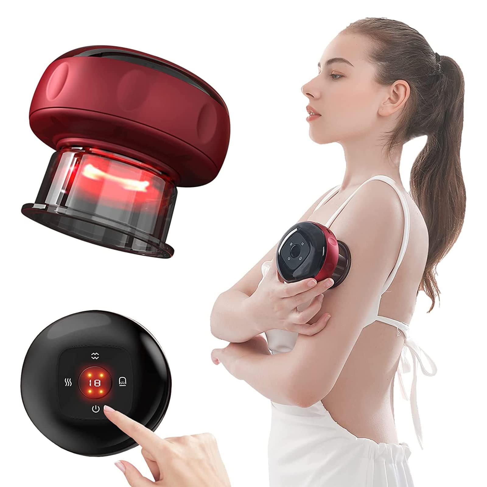 3 In 1 Cupping Set, Electric Cupping Therapy Set with Red Light Therapy, Portable Rechargeable Gua Sha Massage Tool with 6 Level Temperature and Suction