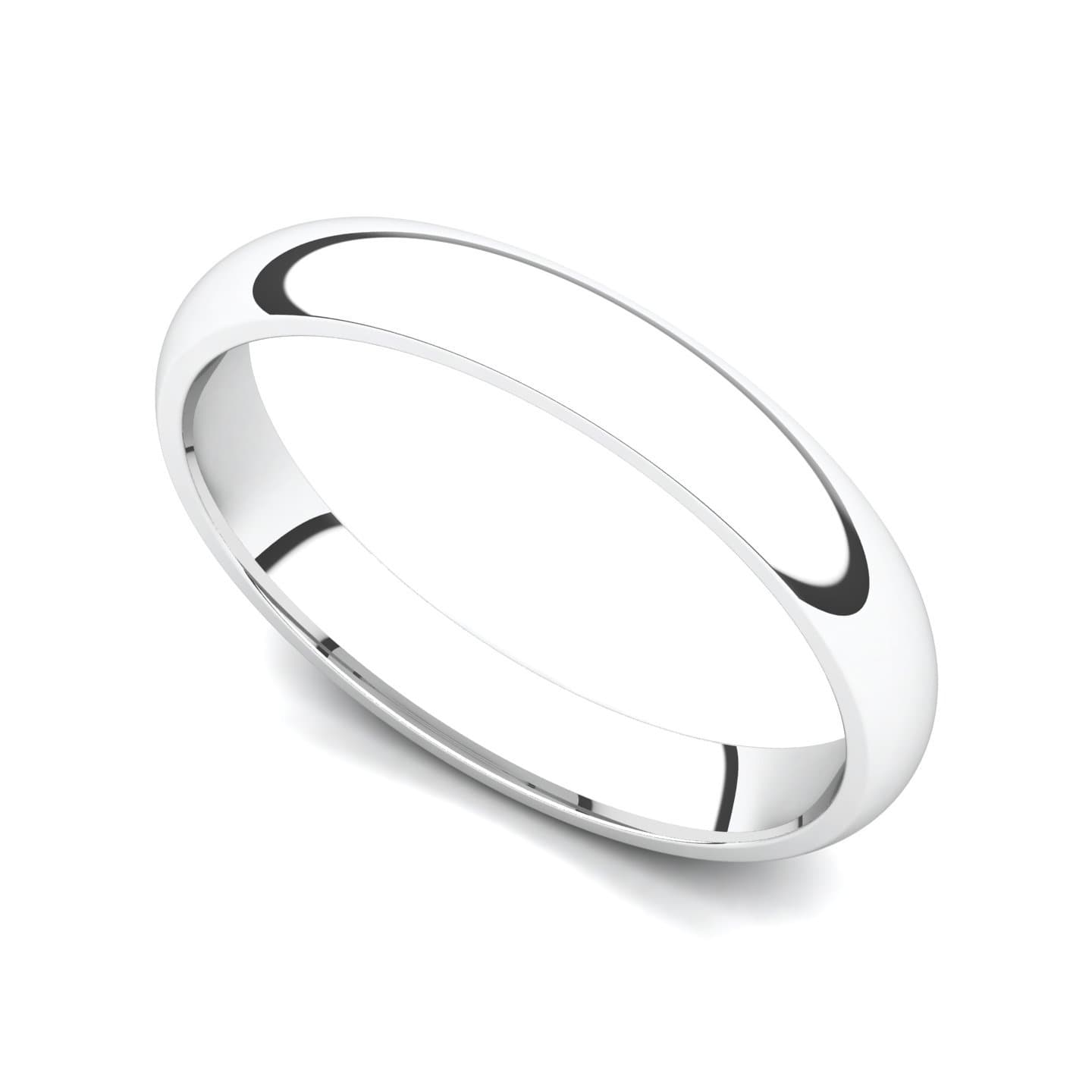 Platinum 3mm Classic Plain Comfort Fit Wedding Band Ring
