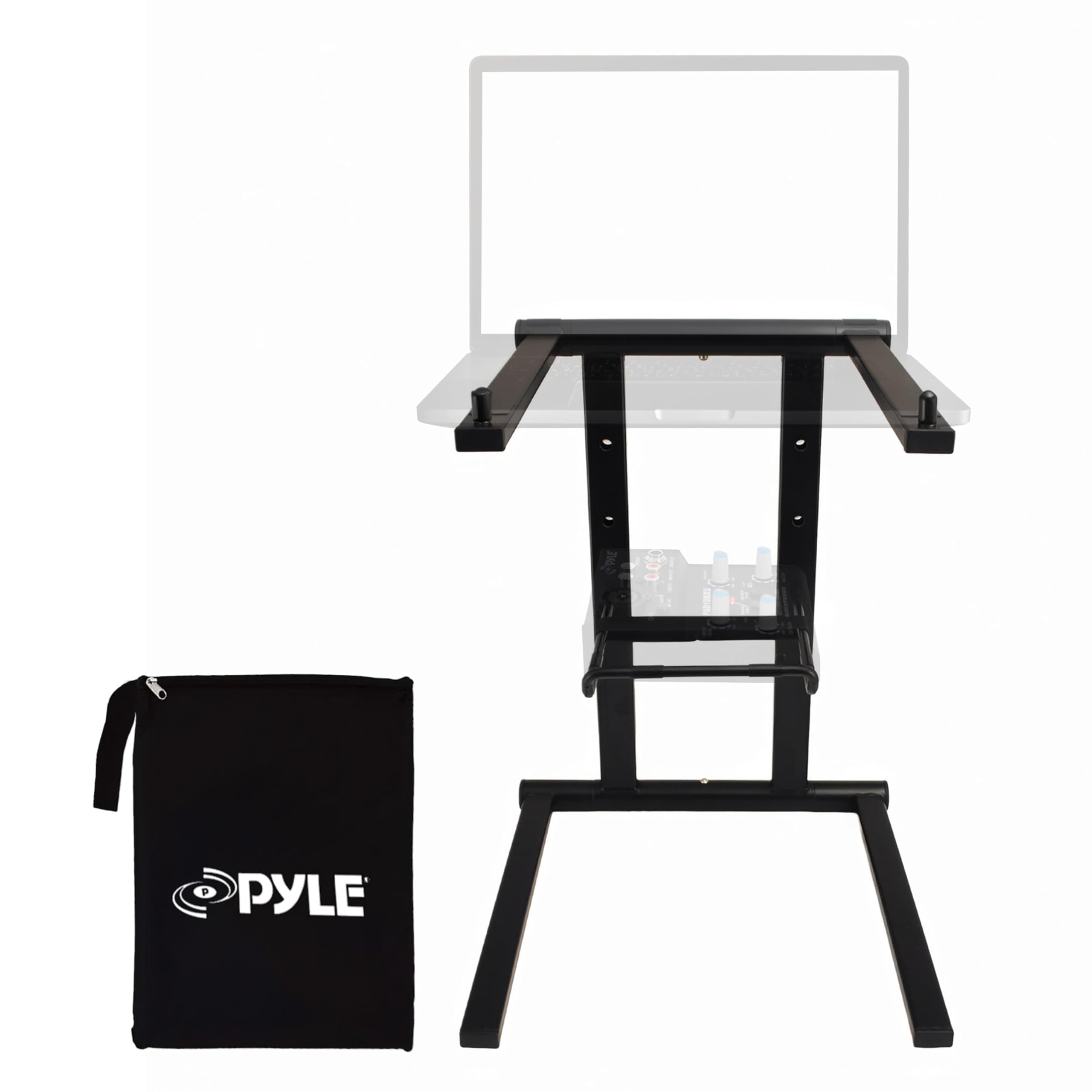 Pyle Tray & Shelf Laptop Stand Adjustable Height Foldable Desk Riser Ergonomic Portable Support with Accessory Tray for Tablet MacBook