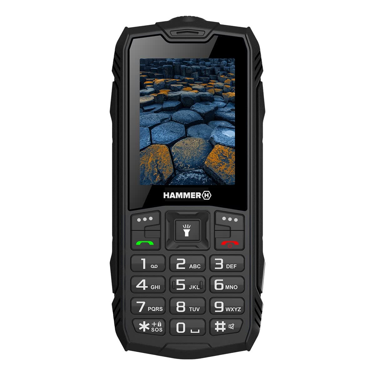 Hammer H Basalt outdoor mobile phone without contract, 2.4 inch colour display, Robust, Mega battery 1800 mAh, Waterproof (IP68), Shockproof, Construction site buttons, Flashlight, Dual SIM