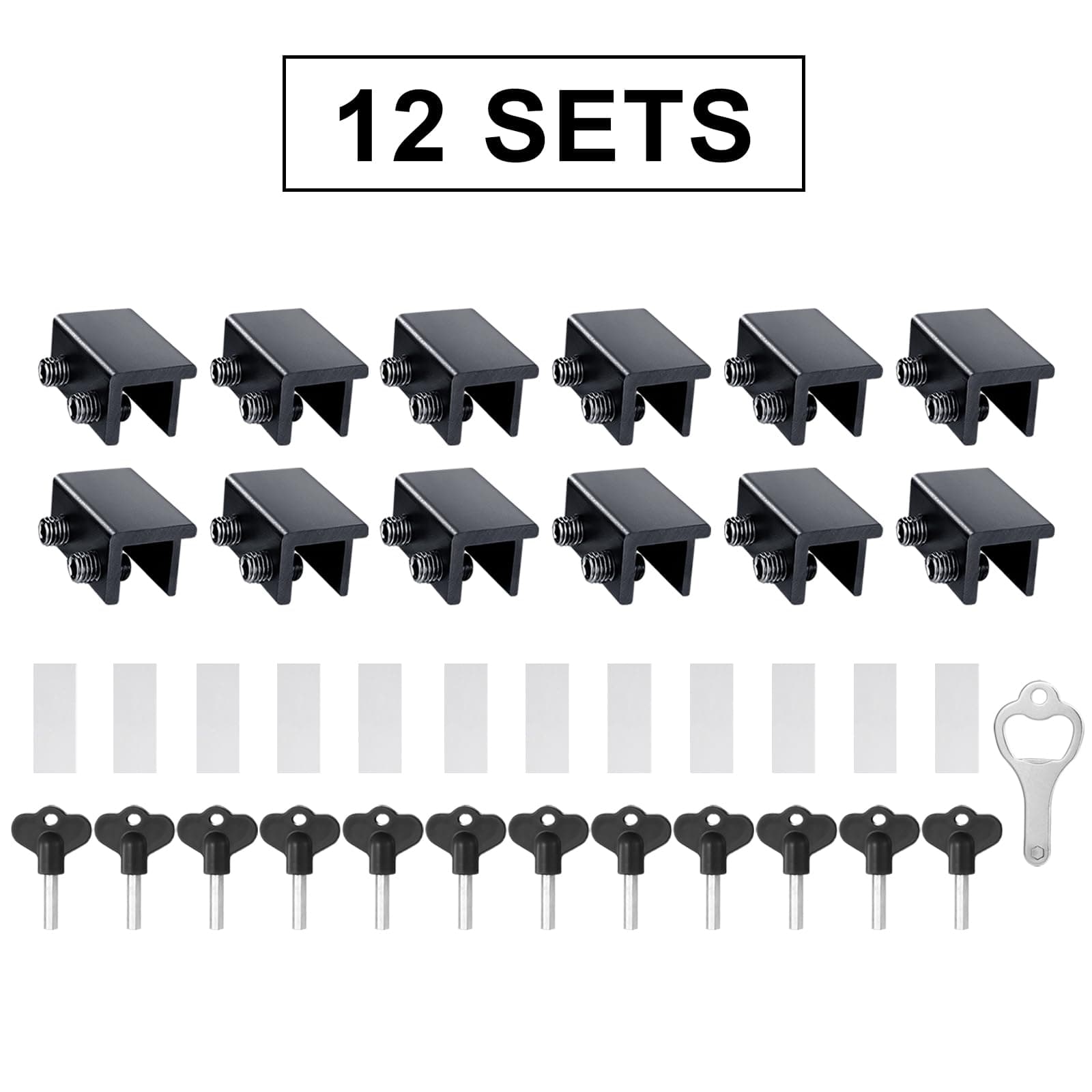 ZRFCXE Window Locks,12 Pack Sliding Window Locks With Key for Vertical & Horizontal Sliding Windows Doors,Easv to Install,Adjustable Security Window Lock for Patio Bedroom Home and Office (Black)