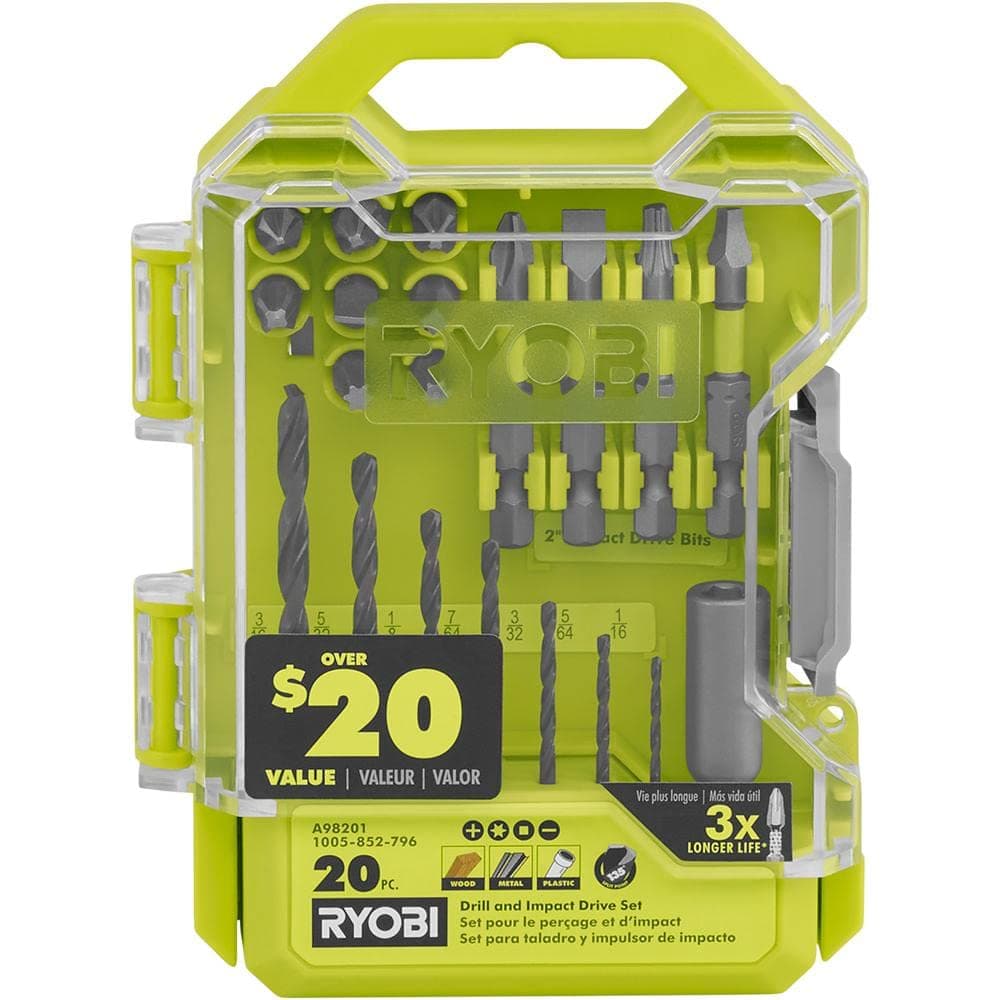 RYOBI 20 PC. Drill and Impact Drive Set