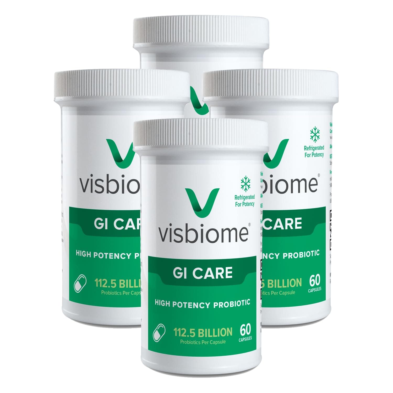 Visbiome® High Potency Probiotic Capsules 112.5 Billion CFU - Irritable Bowel Syndrome (IBS) Medical Food, Shipped Cold in Recyclable Cooler with Temperature Monitor, 4-Pack
