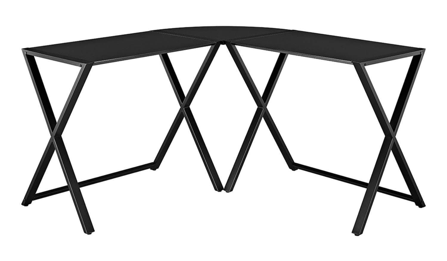 Walker Edison Wright Modern X Leg Glass Top Corner Gaming Desk, 51 Inch, Black