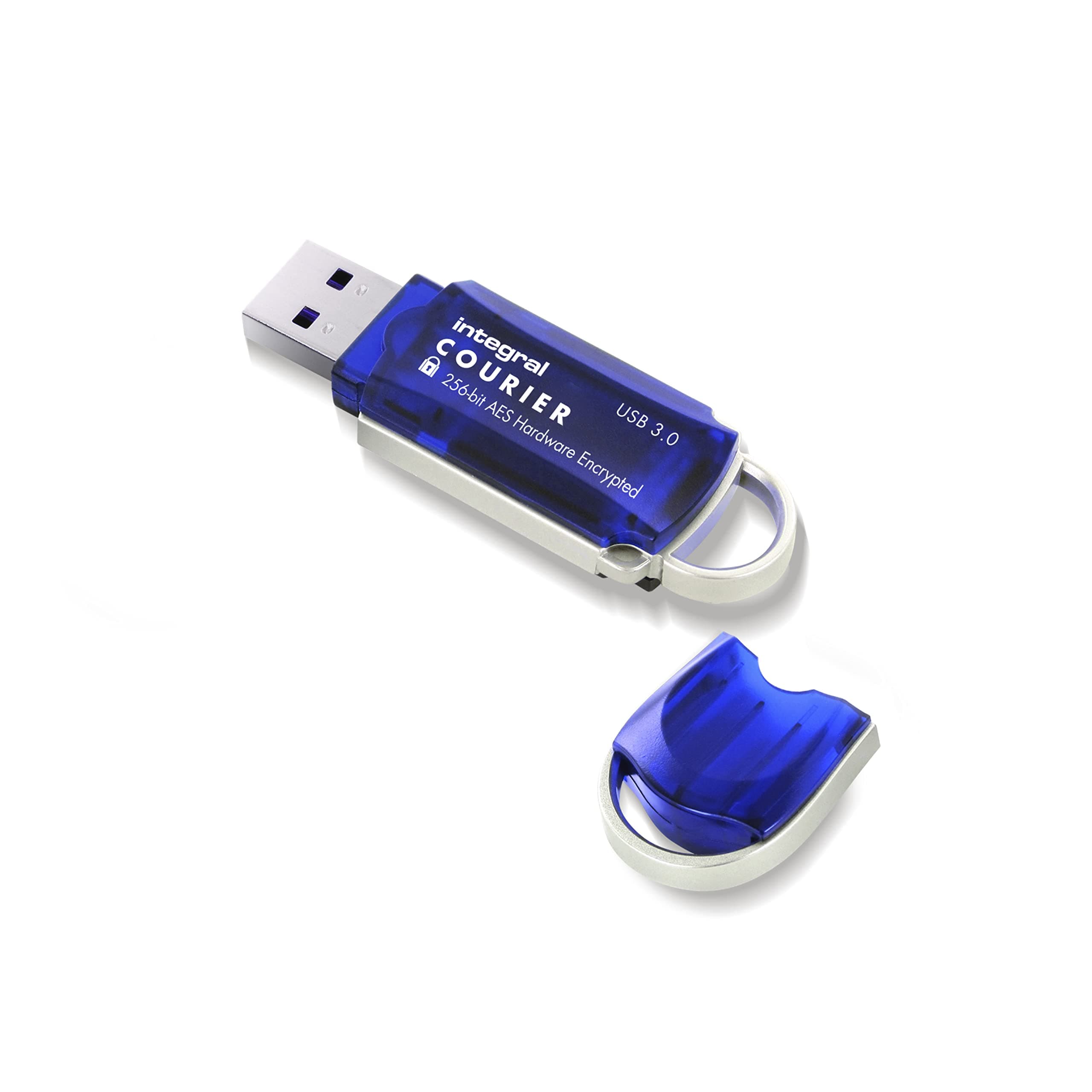Integral Courier 8GB Encrypted USB Flash Memory - Keep Sensitive Data Safe with USB Drive Hardware Encryption - USB Flash Drive with FIPS 197 Security Standard to help with GDPR Compliance, Blue