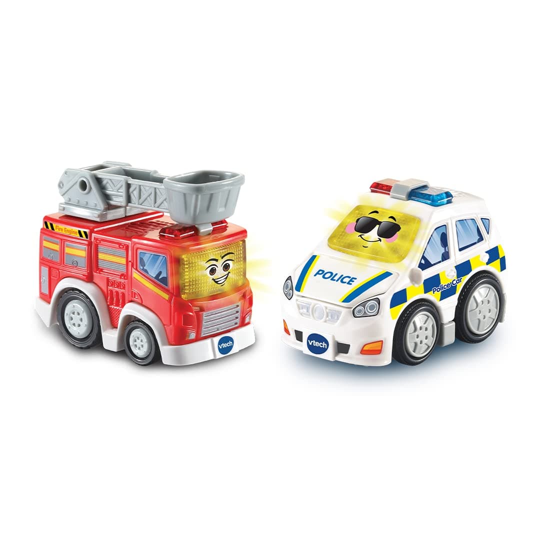 420663 Toot Drivers 2 Car Rescue Pack with Fire Engine and Police Car, Interactive Toddlers Toy for Pretend Play, Lights and Sounds, Boys and Girls 12 Months, 2, 3, 4 + Years, Multicolor