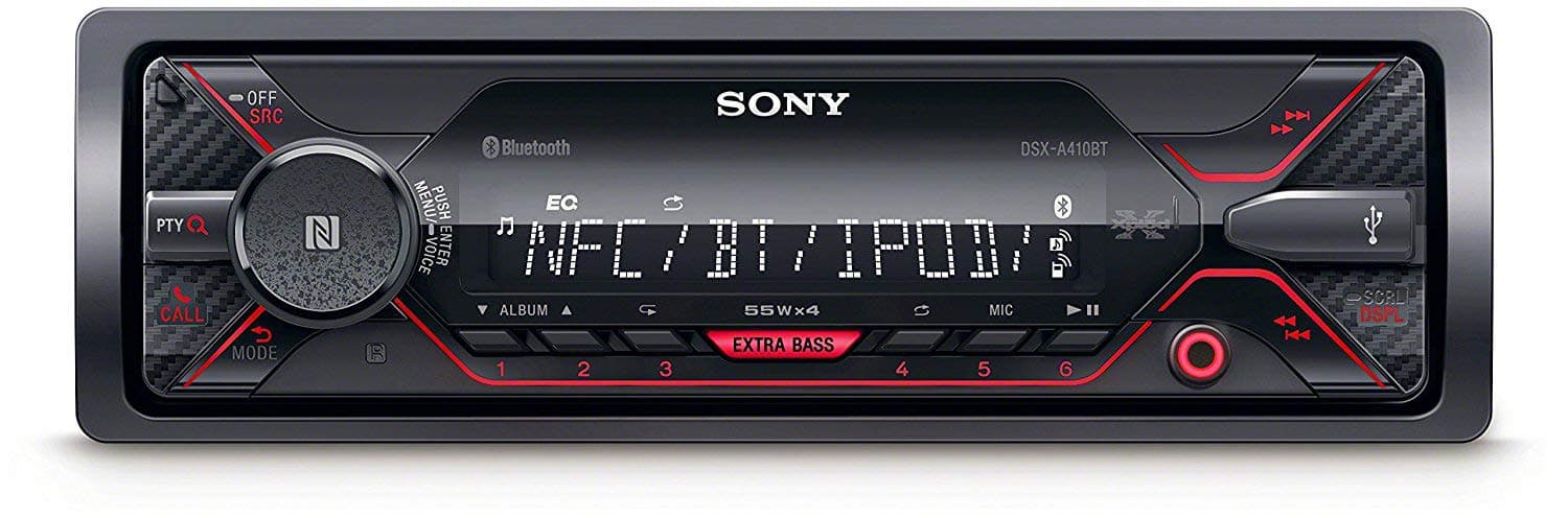 Sony DSXA410BT Mechless Media Receiver with NFC/Bluetooth/iPod/Android Direct Connectivity, Red
