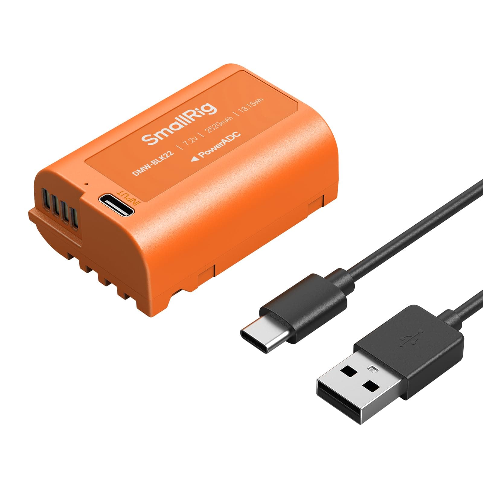 SMALLRIG 2520mAh Replacement USB-C Battery for Panasonic DMW-BLK22, 2.5H Fully Charged, for Panasonic LUMIX GH5 / S5, for LUMIX G5 II, S5 IIX, GH7, GH6, S9, G9 II