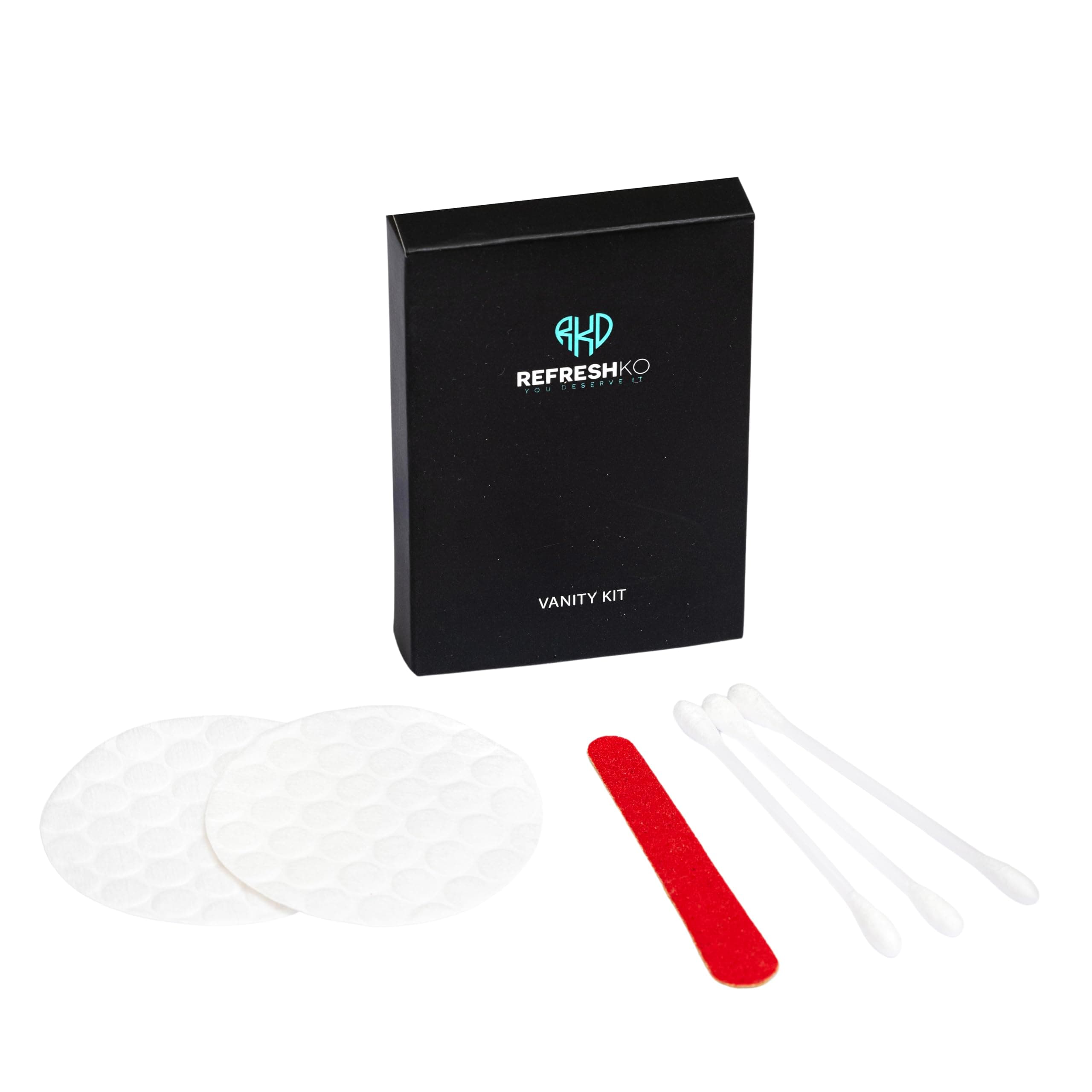 Hotel Vanity Set in box Individually Wrapped, Bulk Hotel Amenities Kit, Hotel Hospitality Set, Hygiene Products Include Cosmetic Cotton Pads, Cotton Swabs, Nail File (Paper Sticks) (100)