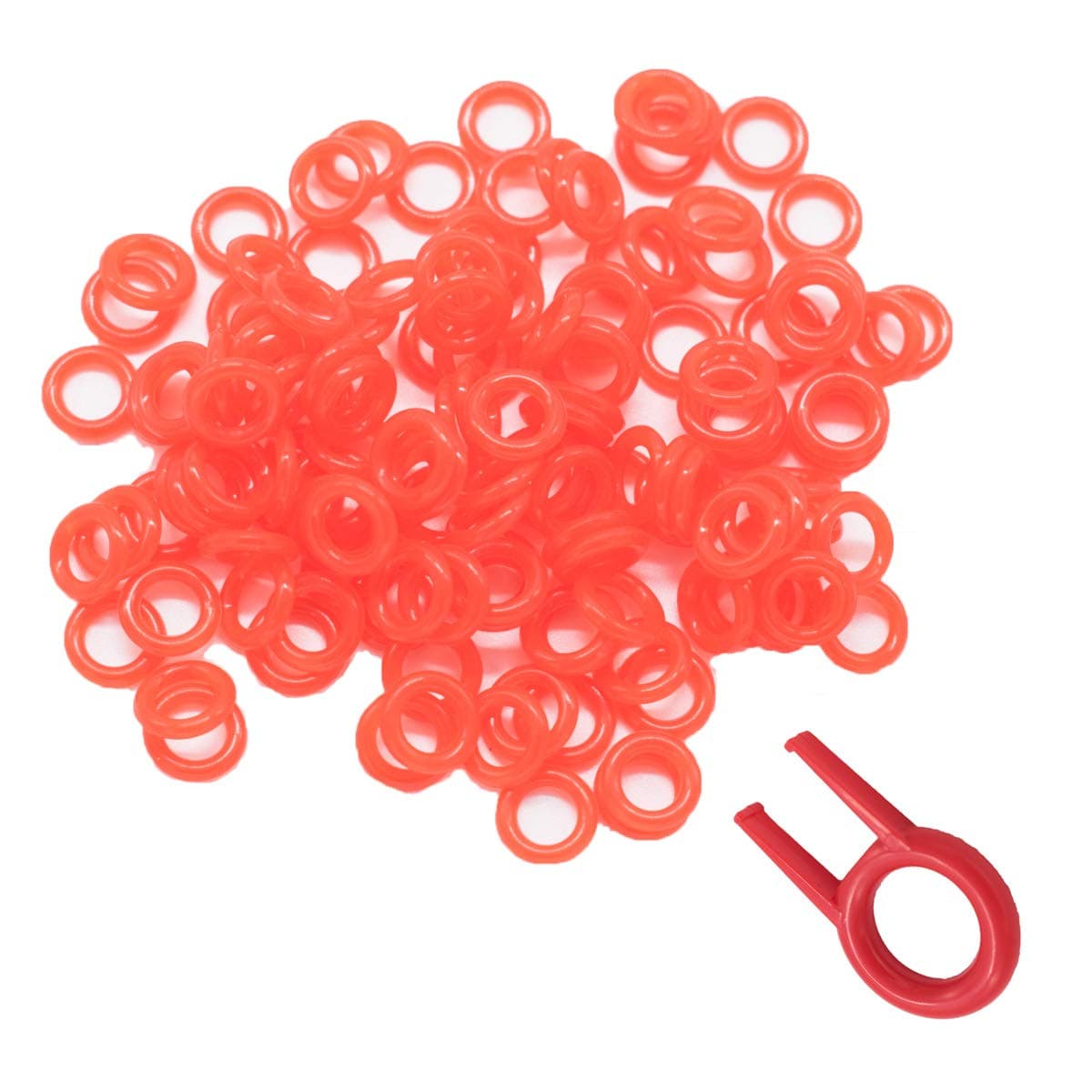 QzoneLife 200pcs Rubber O-Ring Keyboard Switch Dampeners Make Your Mechanical Keyboard Quieter with Keycap Remover Suitable for Cherry MX Key Kit Dampers 40A-L-0.2mm Reduction (Red)