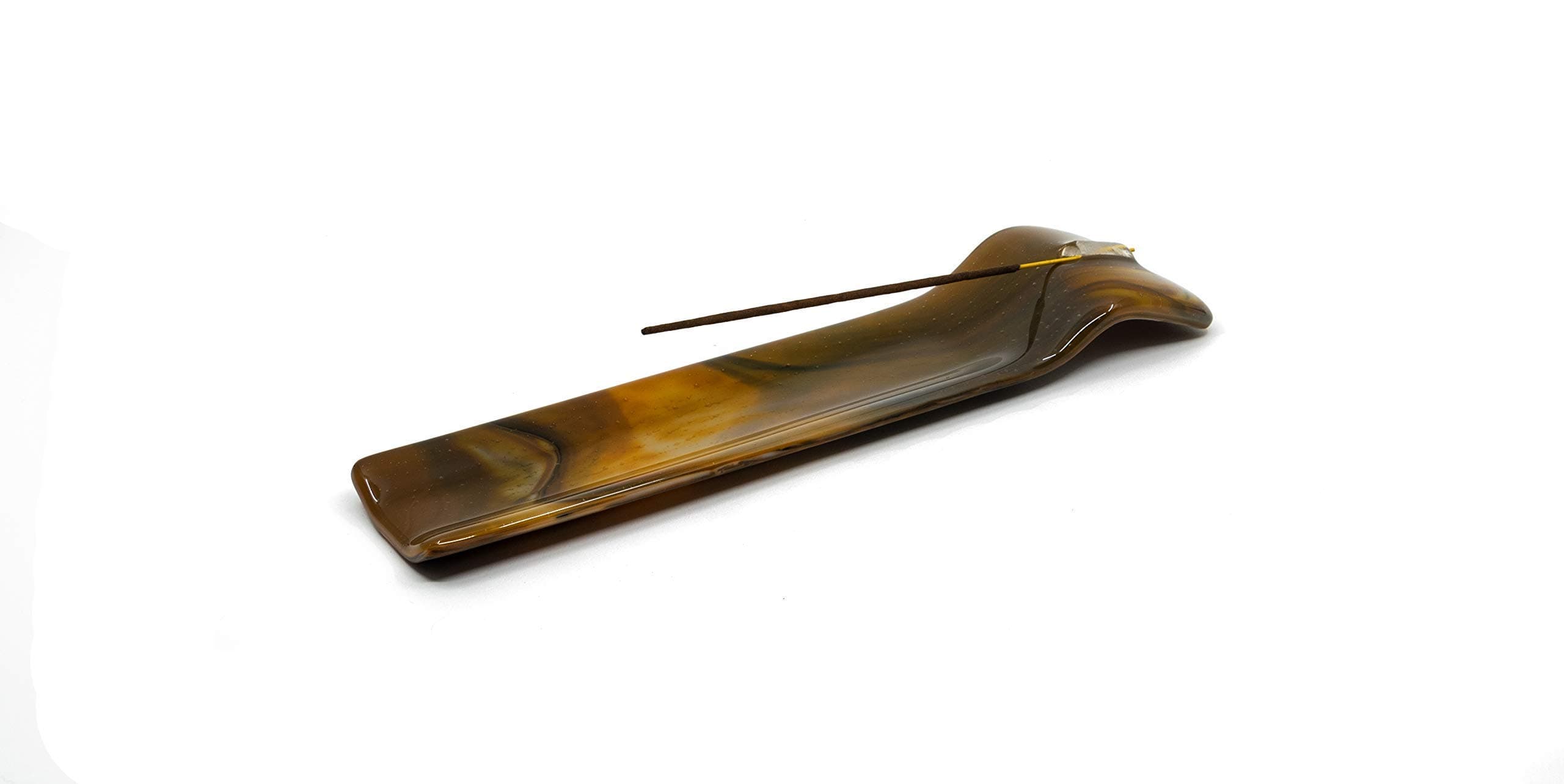 Neutral Brown Glass Stick Incense Holder