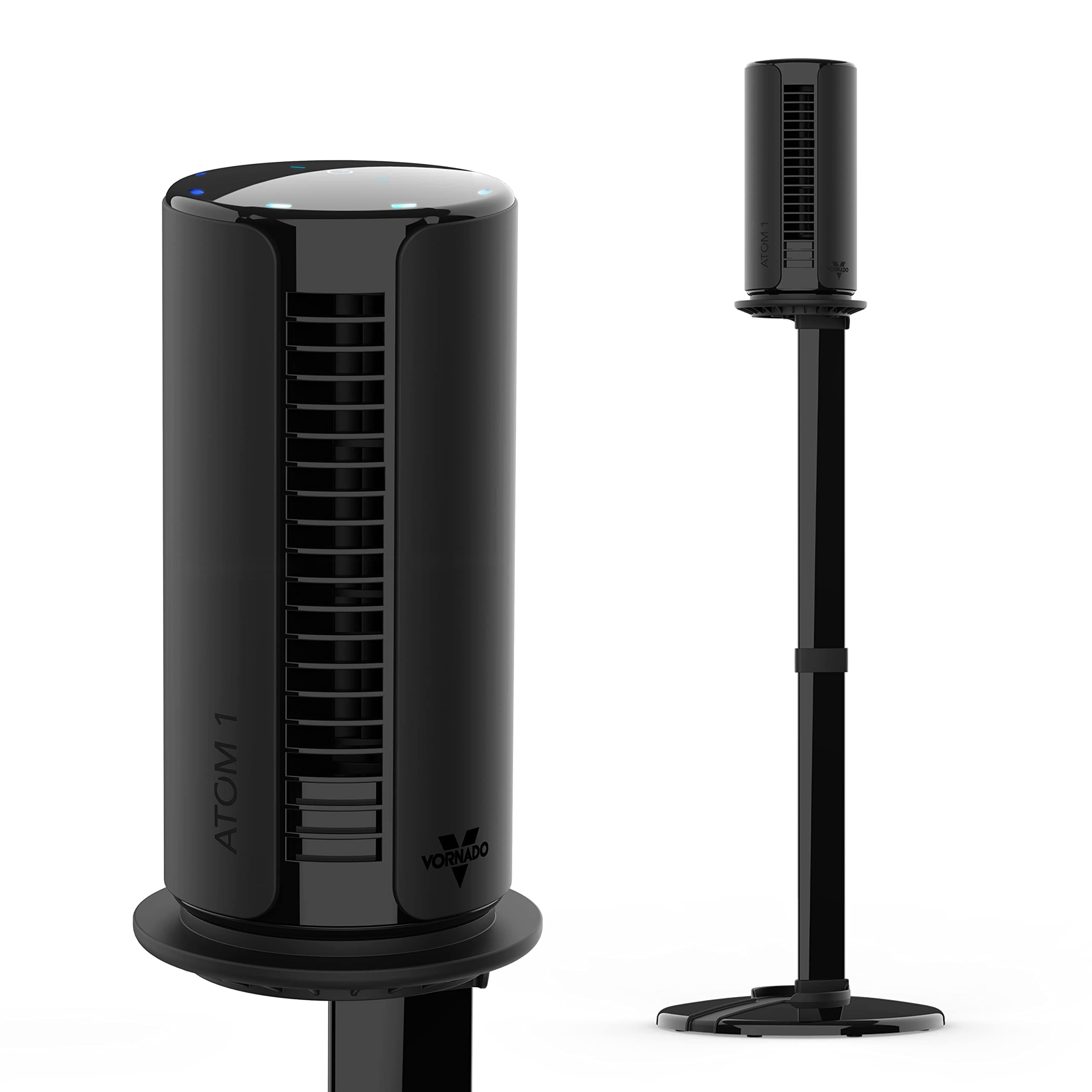 ATOM 1S Compact Oscillating Tower Fan with Removable Stand, 40" tall, 4 Speeds, Black