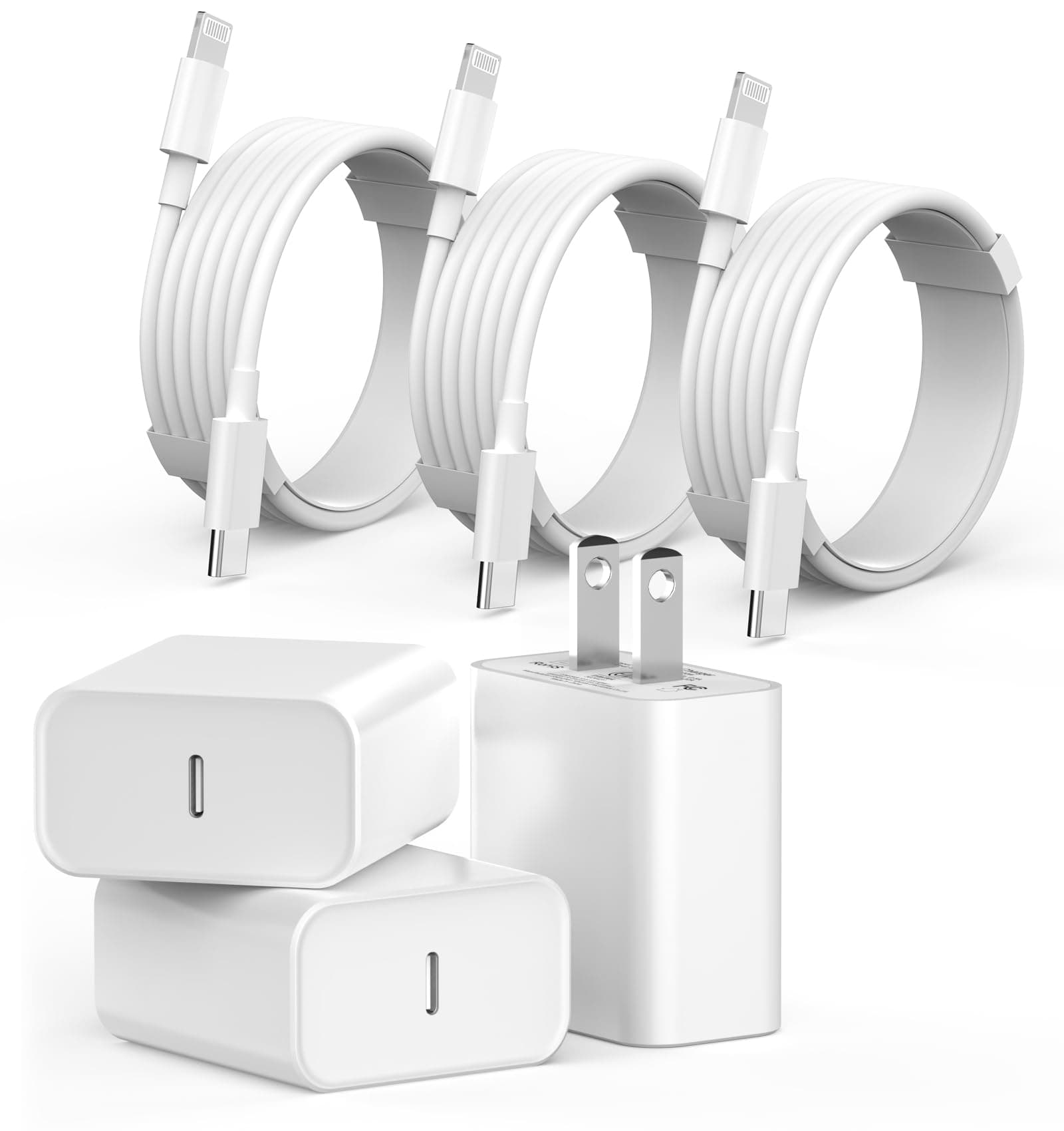 iPhone Charger Fast Charging, 3 Pack [Apple MFi Certified] PD 20W USB C iPhone Fast Charger Block & 6FT Type C to Lightning Fast Charging Data Sync Cable for iPhone 14 13 12 11 Pro Max XS XR X 8 iPad