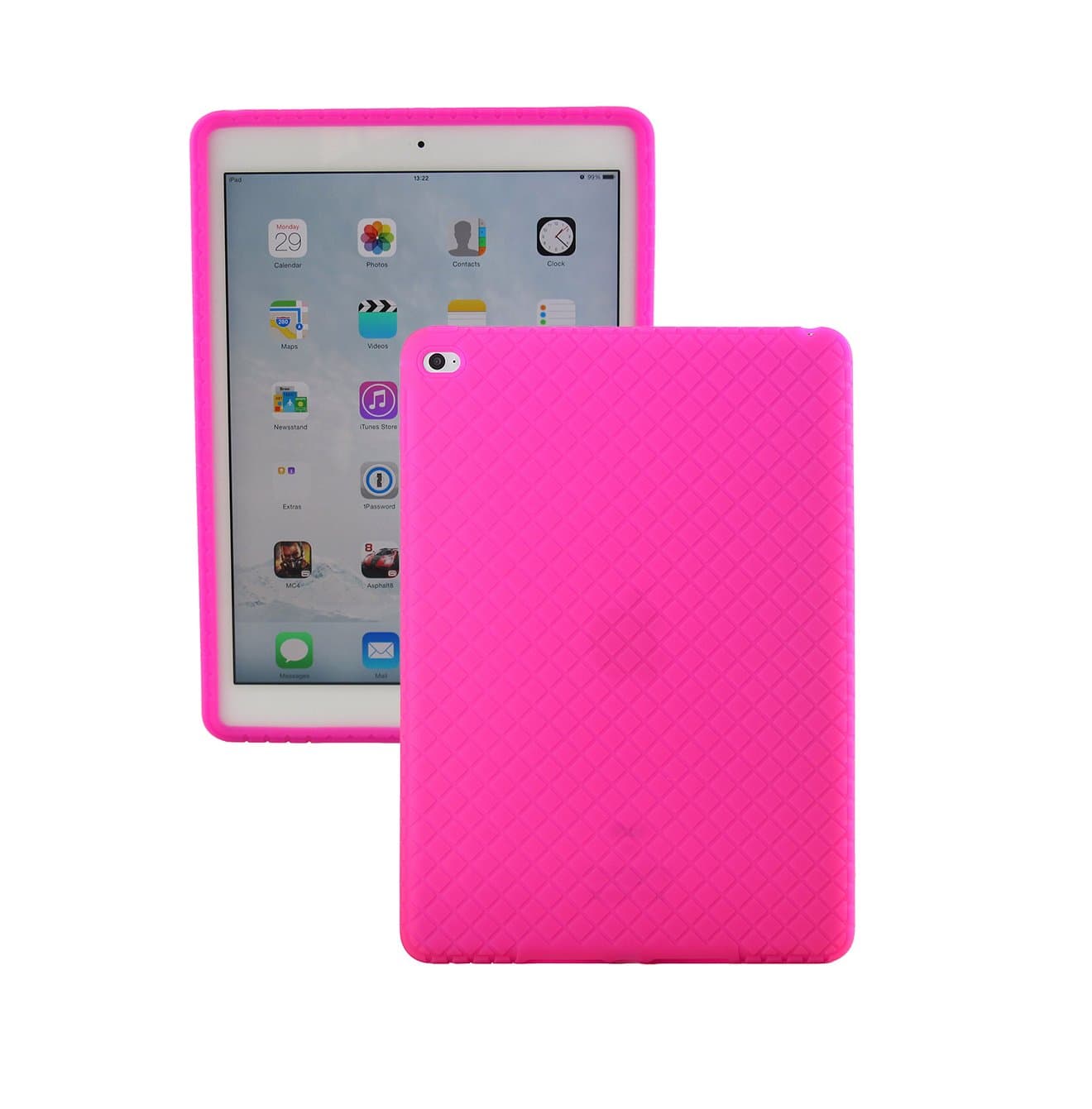 ScintiSpot iPad Air 2 (iPad 6) Back Case Cover, Silicone Rubber Protective Skin Soft Gel Bumper, Kids Friendly Drop-Proof Shockproof (Rose)
