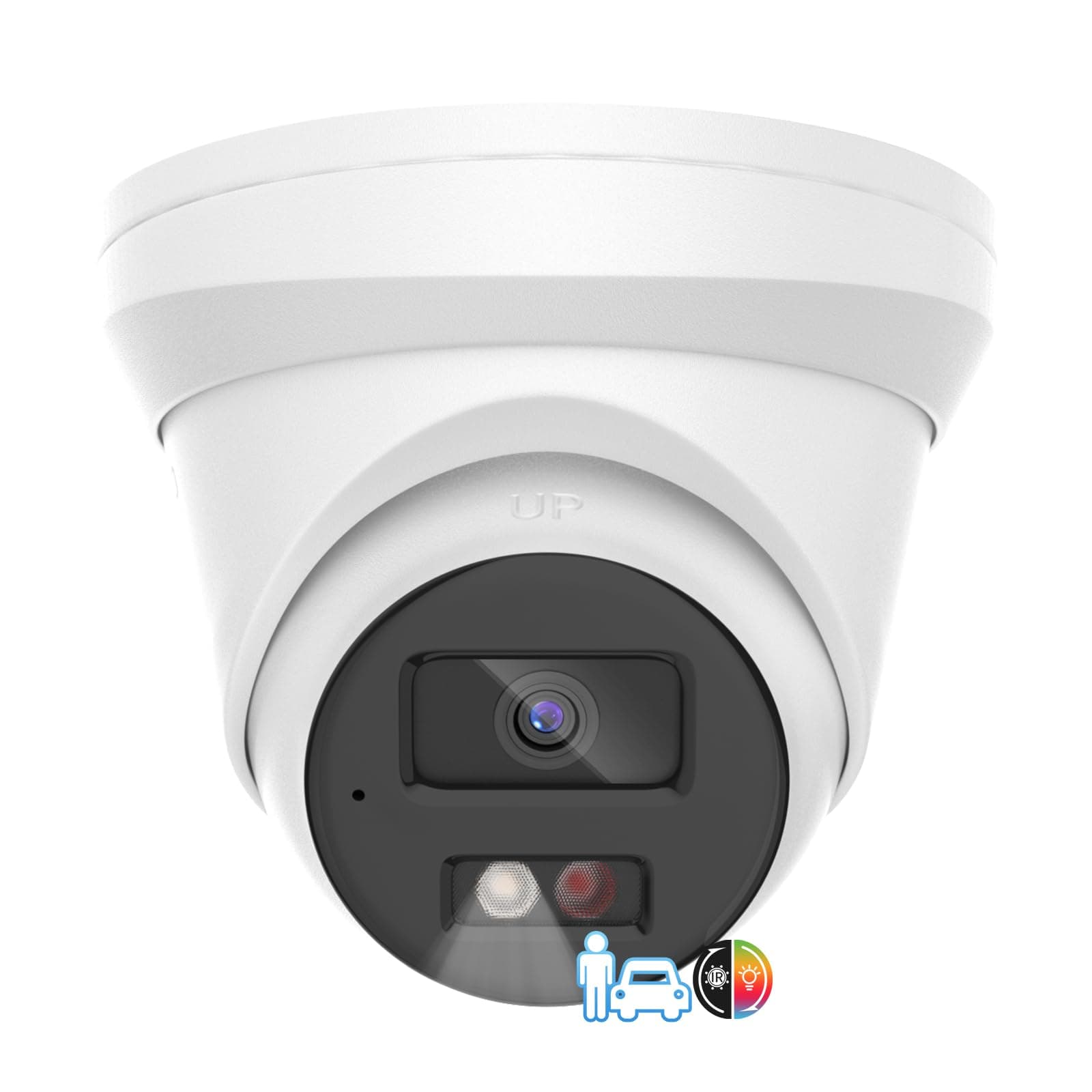 4K IP Camera Turret 8MP PoE Camera Outdoor, Security Camera with Human Vehicle Detection,98ft Color Night Vision,2.8mm 115° Wide Angle Lens,Built-in Mic,512GB Card Slot