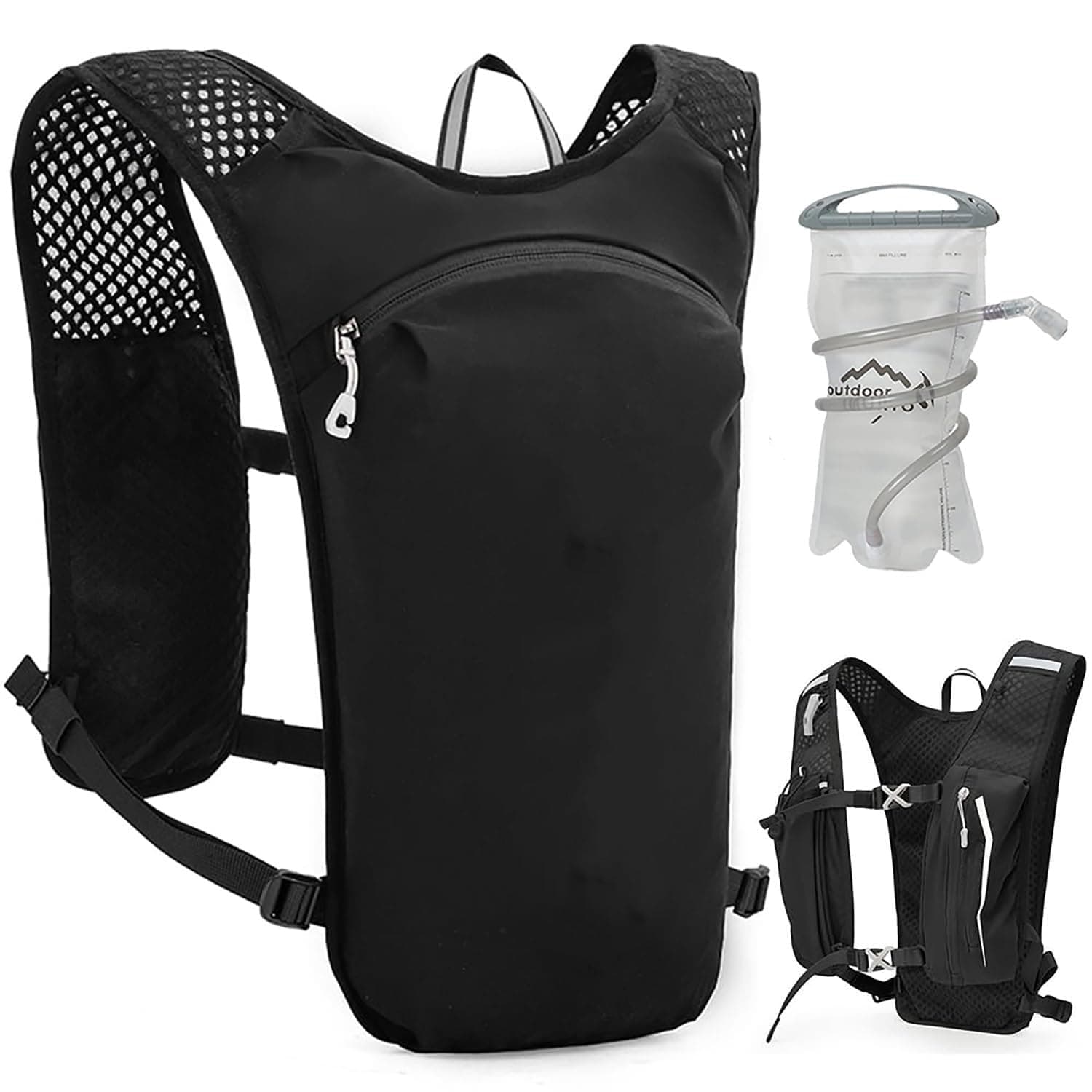 Bestbless Running Hydration Vest Backpack, Lightweight Insulated Pack with 1.5L Water Bladder Bag Daypack for Hiking Trail Running Cycling Race Marathon for Women Men