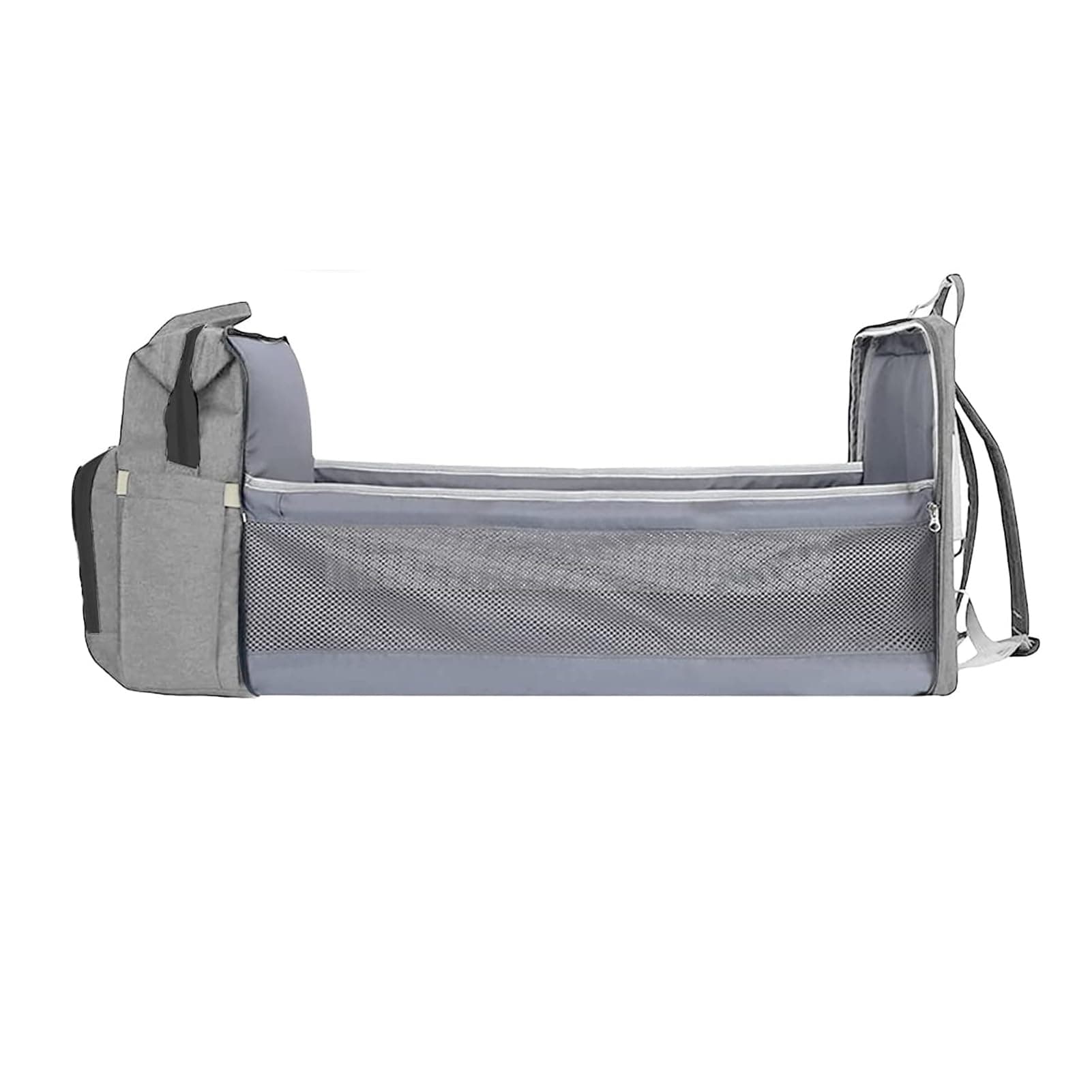 Multifunctional Diaper Changing Backpack, Foldable Nappy Changing Bassinet, Mommy Bag with 2 Stroller Hooks & Changing Pad for Baby Care