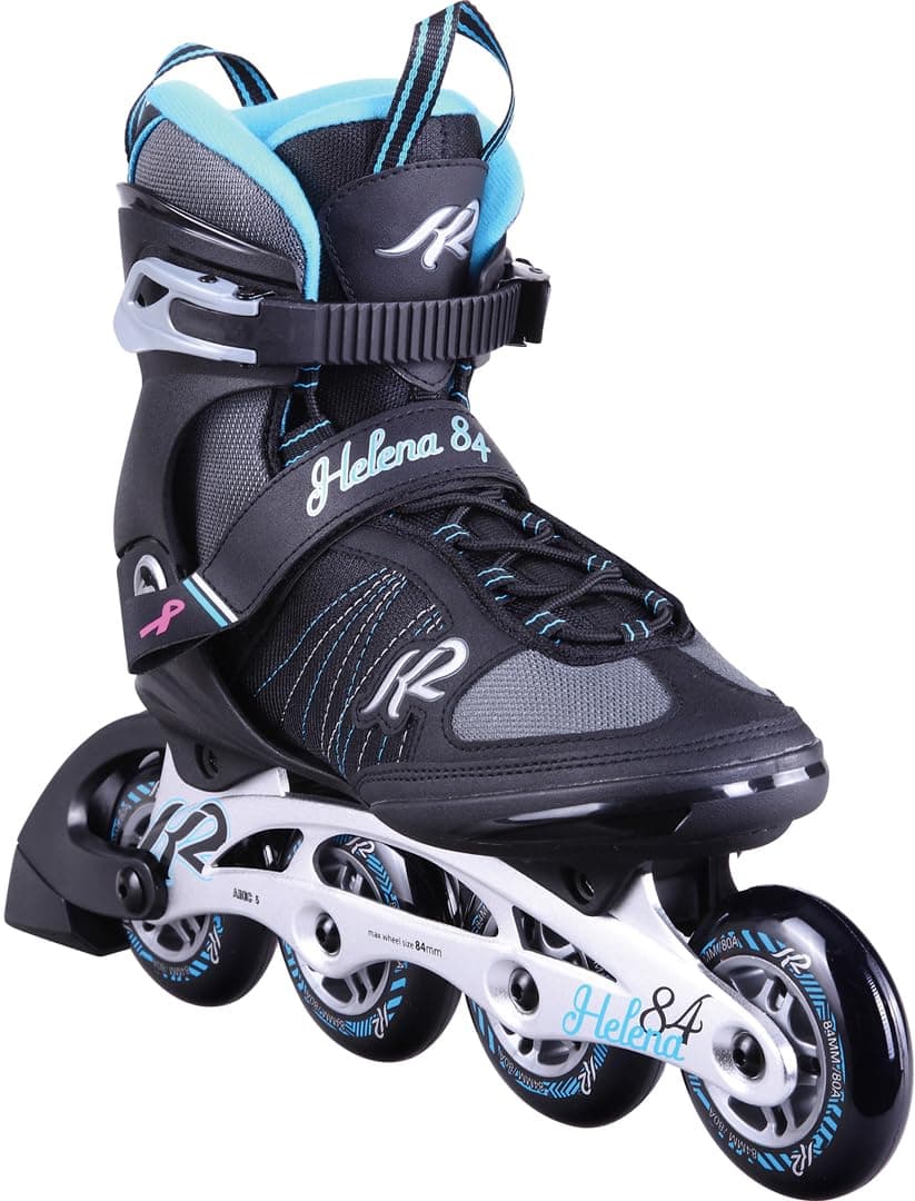 K2 Women's Helena 84 Inline Skates, Black, 84mm Wheels, Softboot Technology, Aluminium Frame, Lace-Up + Hook and Loop Closure