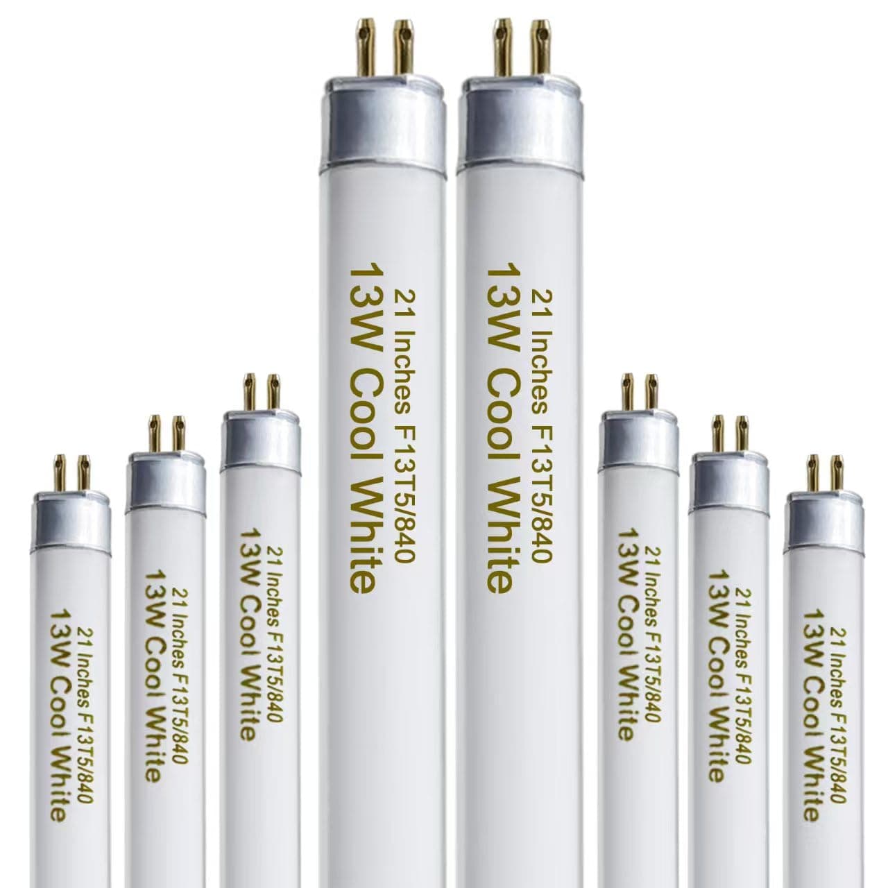 8 Pack 21 Inch T5 Fluorescent Light Bulb 13 Watt F13T5/CW Compatible for Sylvania Satco Philips GE Under Cabinet Tube Light Cool White 800 Lumen G5 Base 8 Count