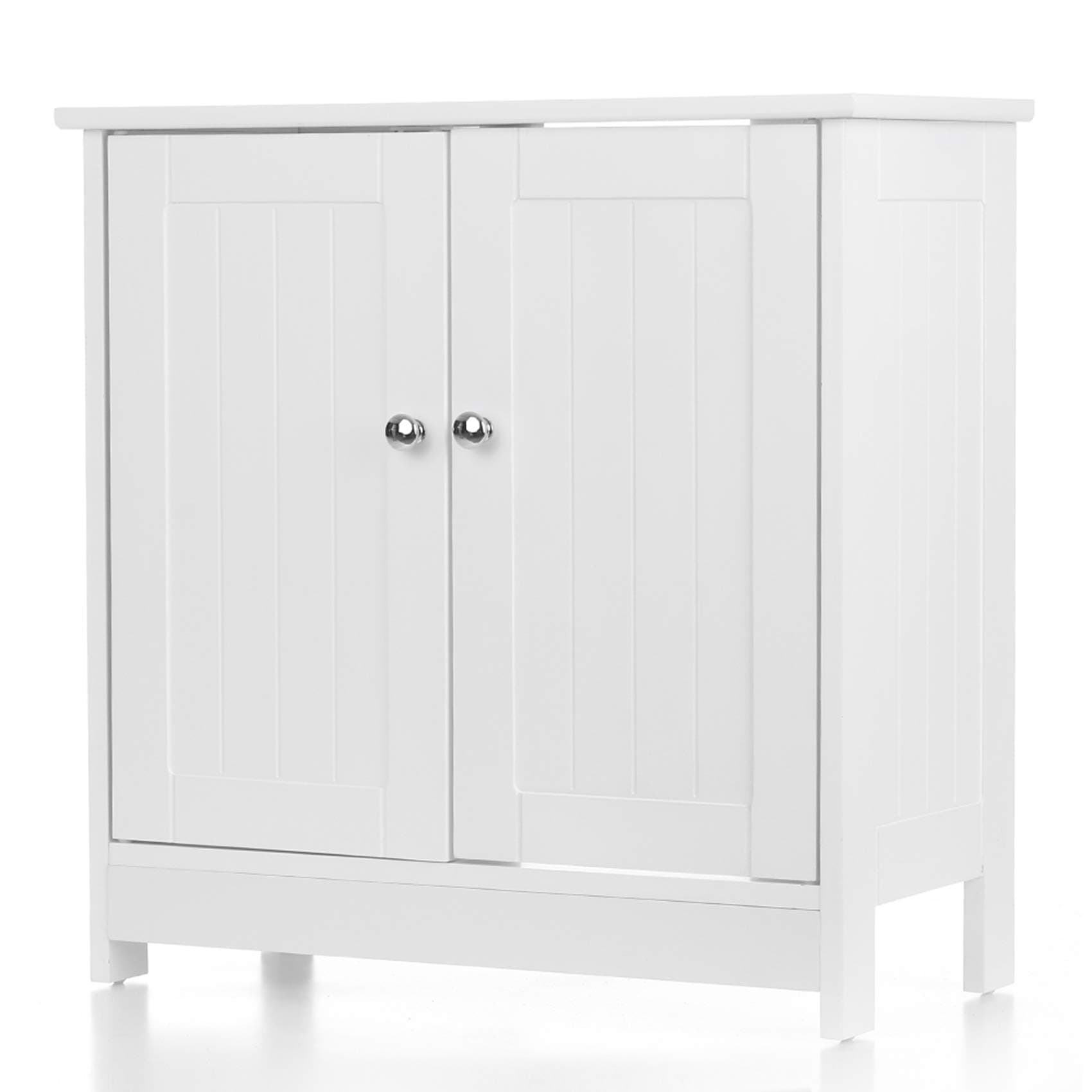 iKayaa Modern Under Sink Storage Cabinet with 2 Doors Bathroom Vanity Furniture 23.6" H x 23.6" L White