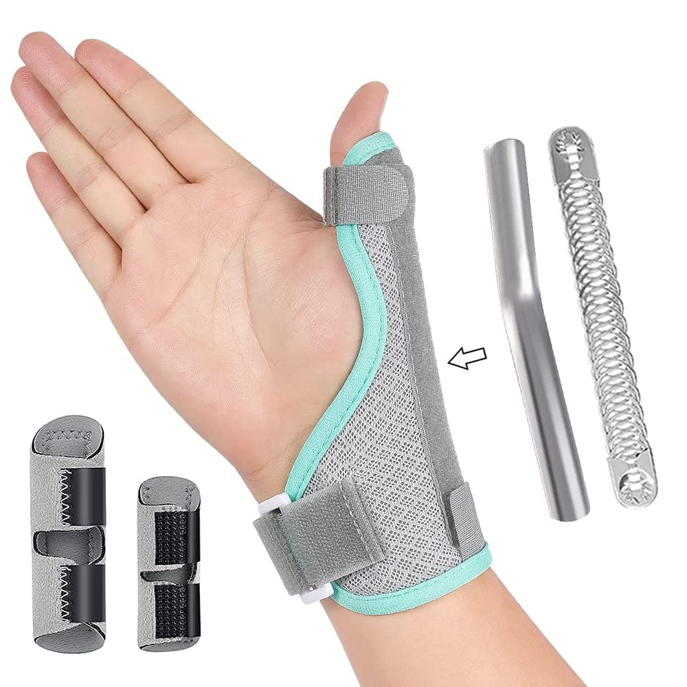 Thumb Splint Brace + 2 Trigger Finger Splint, Reversible Thumb & Wrist Stabilizer and Finger Brace for Straightening, Pain Relief, Arthritis, Tendonitis, Sprained and Carpal Tunnel Supporting