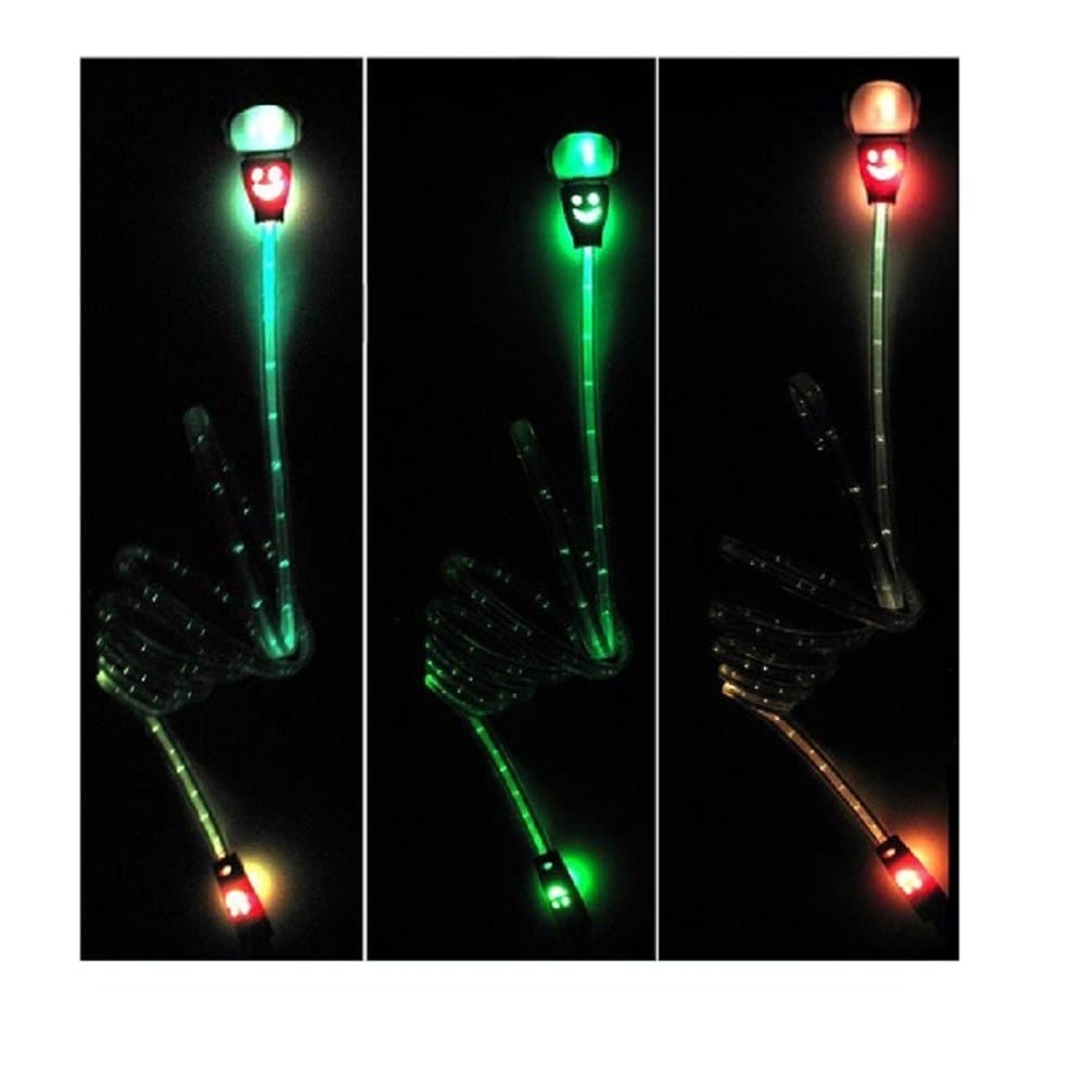 Compact Retractable LED Micro Mini USB Cable - 3Ft Data Sync Tangle Free Luminescent Transfer Cord - Portable Gadget Charger with Male Connectors