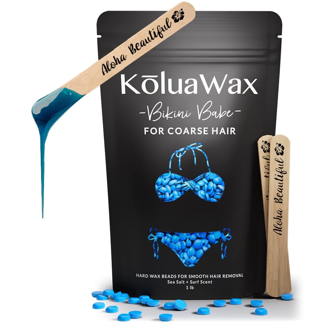 KoluaWax (Blue Bikini Babe 1 lb) - Hard Wax Beans for Painless Hair Removal (Specific for Coarse Body Hair).Our Strongest Blue Bikini Babe by for Brazilian, Underarms, Back and Chest. Larg...