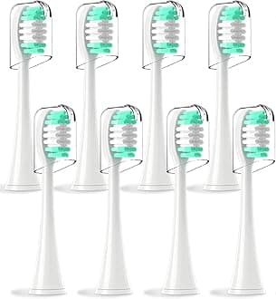 Replacement Toothbrush Heads Compatible with Aquasonic VibeSeries 8 Pack Electric Brush Heads for Aqua Sonic BlackSeries, BlackSeries Pro, Duo PRO