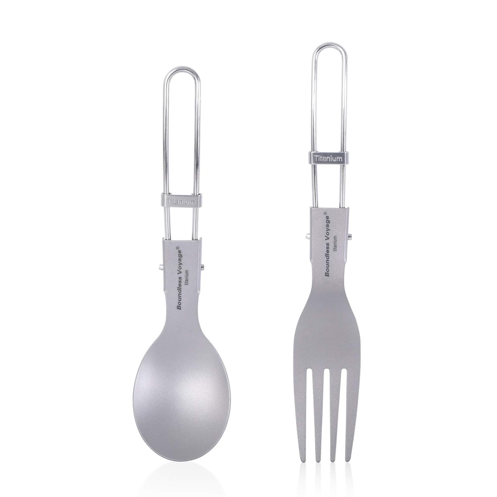 Titanium Spork Spoon Fork Knife with Folding Handle Ultralight Dinnerware Utensils for Camping Outdoor Picnic Hiking Travel Home use