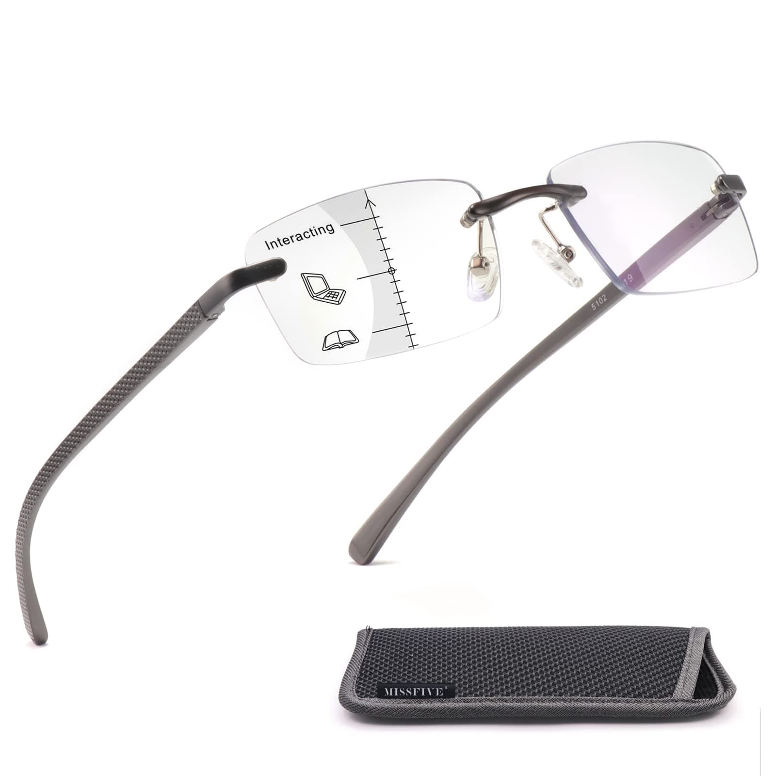 Progressive Multifocus Reading Glasses Blue Light Blocking for Women Men，With Metal Spring Hinges