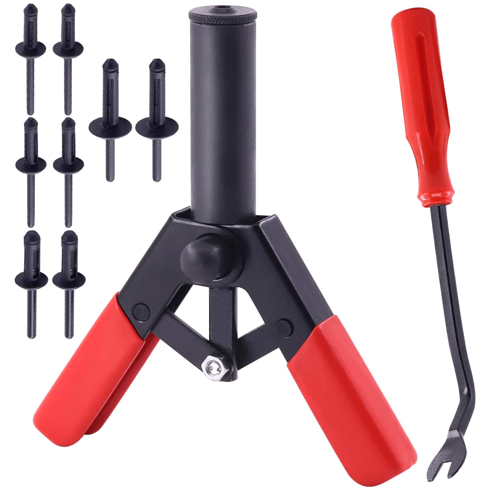 – 42Pcs Plastic Rivet Gun Set with 40Pcs 4Sizes Nylon Blind Rivets and 1Pcs Bonus Fastener Removal Tool, Hand Riveter Suitable for Automotive and More