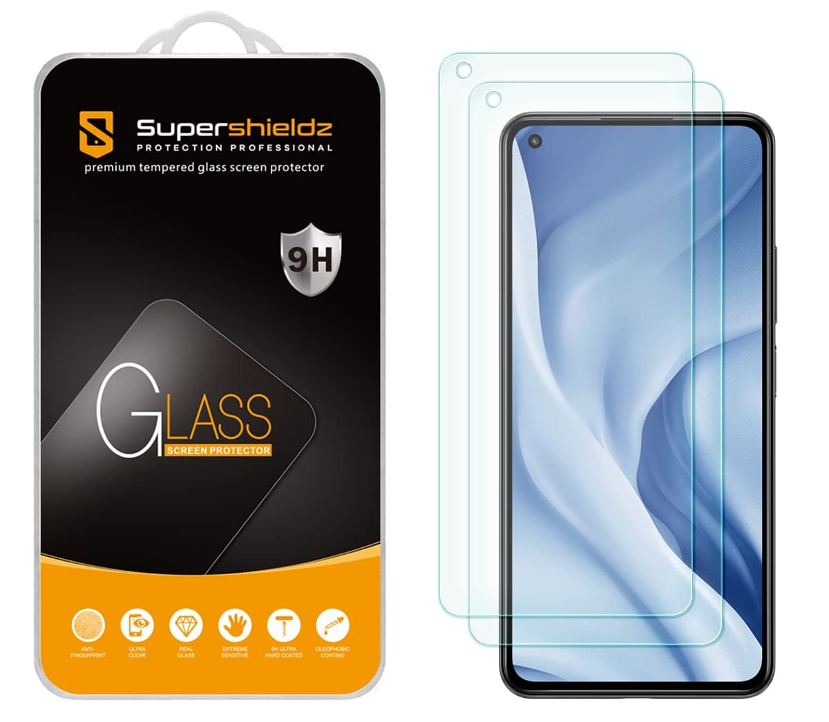 (2 Pack) Designed for Xiaomi Mi 11 Lite and Xiaomi 11 Lite 5G NE Tempered Glass Screen Protector, Anti Scratch, Bubble Free