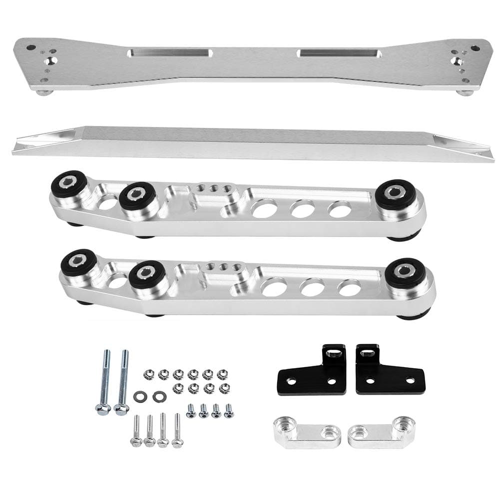 Qiilu 2Pcs Rear Lower Control Arm Kit Subframe Brace Tie Bar Fits for Honda Civic EG 1992 1993 1994 1995