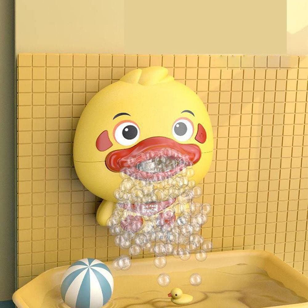 ELECDON Bath Toy Bubble Maker, Electric Duckling Bathtub Bubble Machine Cartoon Duck Bubble Blower Tub Bubble Maker Big Face Duck Bath Toy with Music and 3 Suction Cup (1PCS-Yellow Duck)