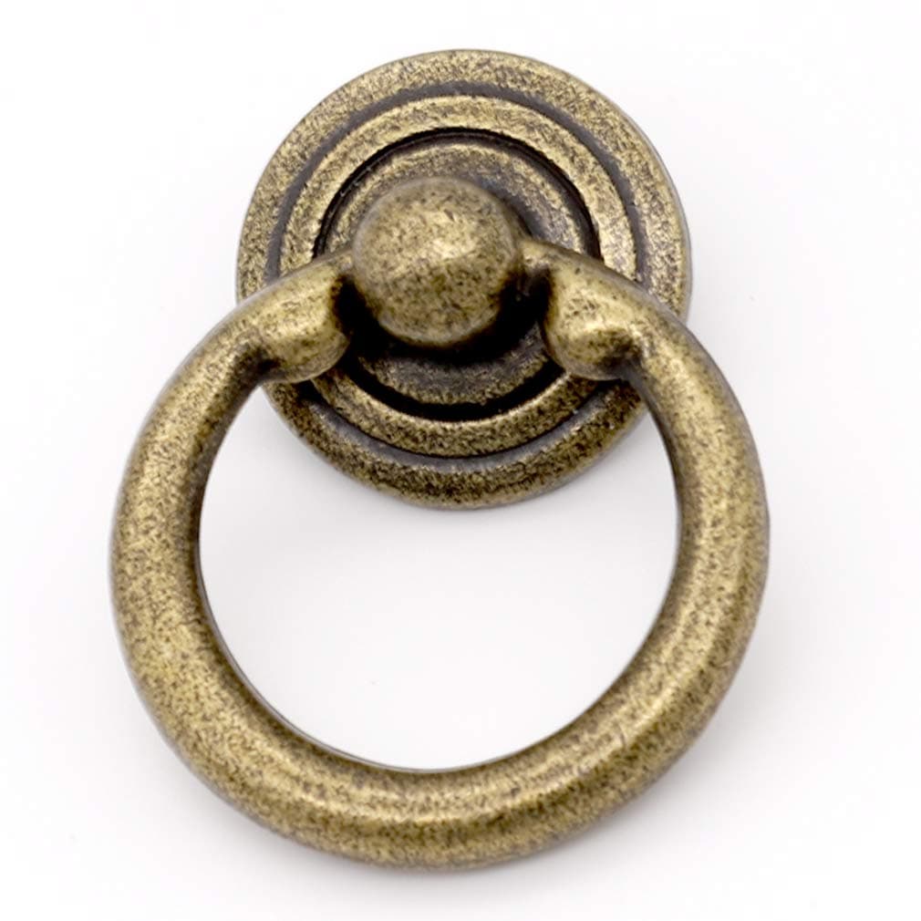 Ring Drawer Pulls Handle Ring Knobs for Cabinet Drawer Dresser Cupboard Wardrobe Antique Bronze 1.5 Inch Pack of 10
