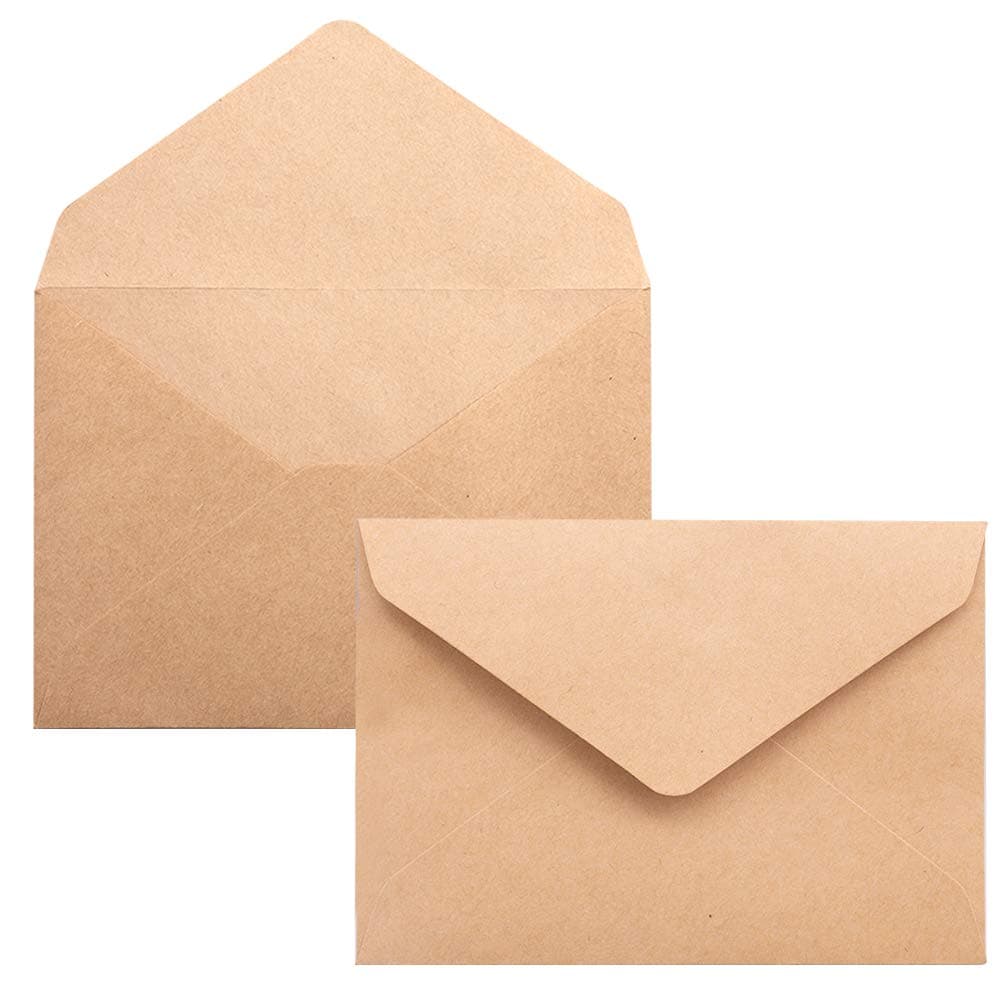 Dotters 100PCS C6 Kraft Paper Envelope Triangle Seal Retro Simple Style for Business Wedding Party Holiday