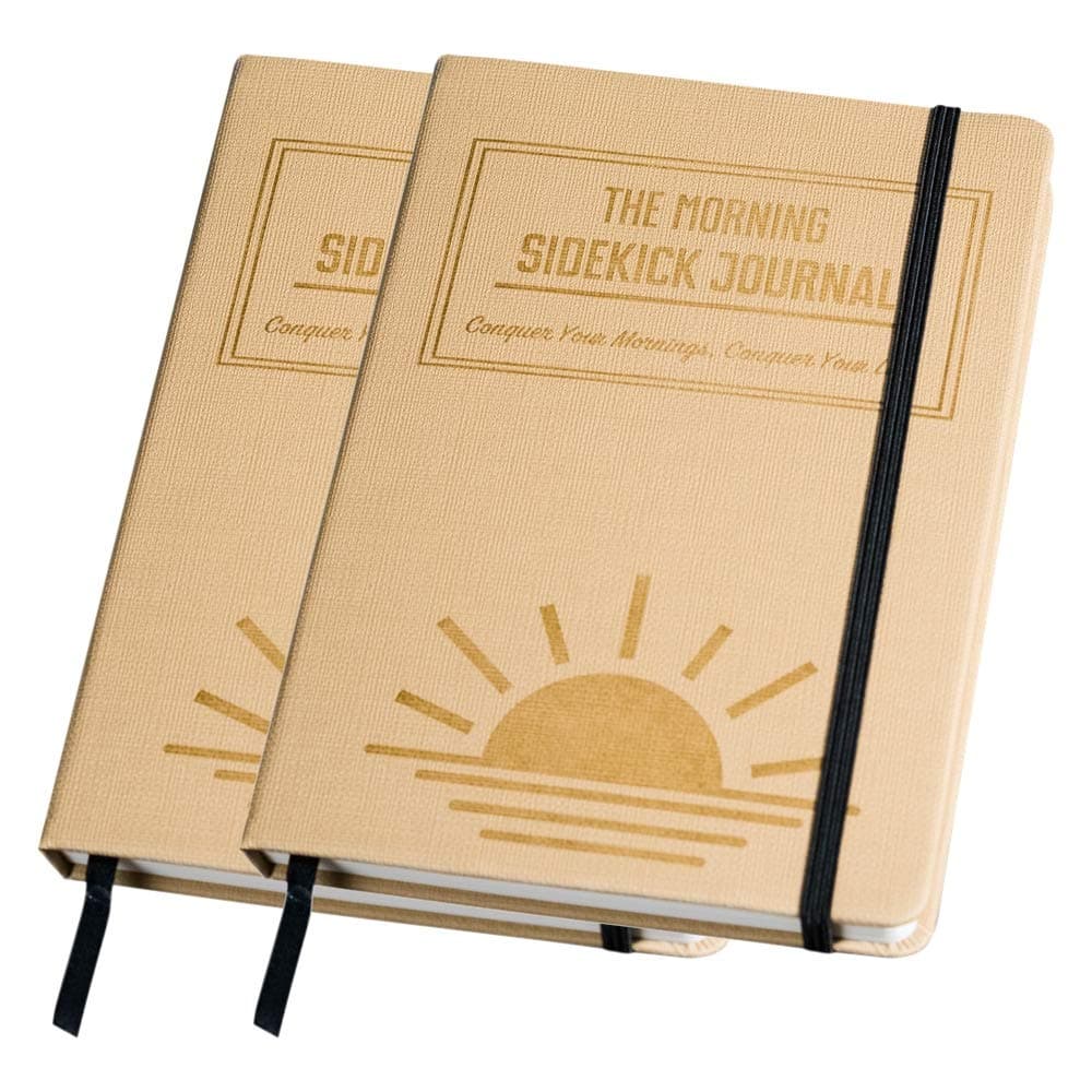 Bundle - Two Beige Morning Sidekick Journals. Morning Habit Tracker! A Science Driven Daily Planner for Building Positive Life Habits
