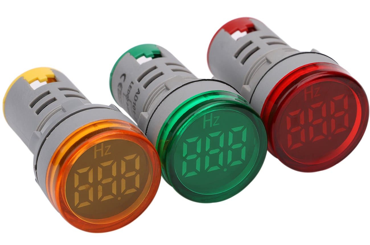 AC Frequency Meter, Yeeco AC 24-500V 0-99Hz Frequency Counter 3pcs Green Red Yellow LED Signal Indicator Light Panel