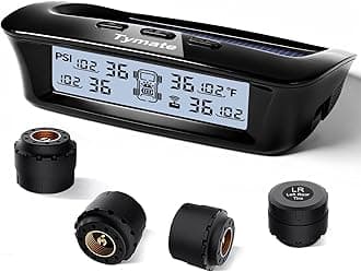 Tymate RV Tire Pressure Monitoring System - M12-3 Tire Pressure Monitor System (0-87 PSI) with Solar Charge, 5 Alarm Modes, Auto Sleep Mode, LCD Display, RV TPMS with 4 Sensors, Easy to Install