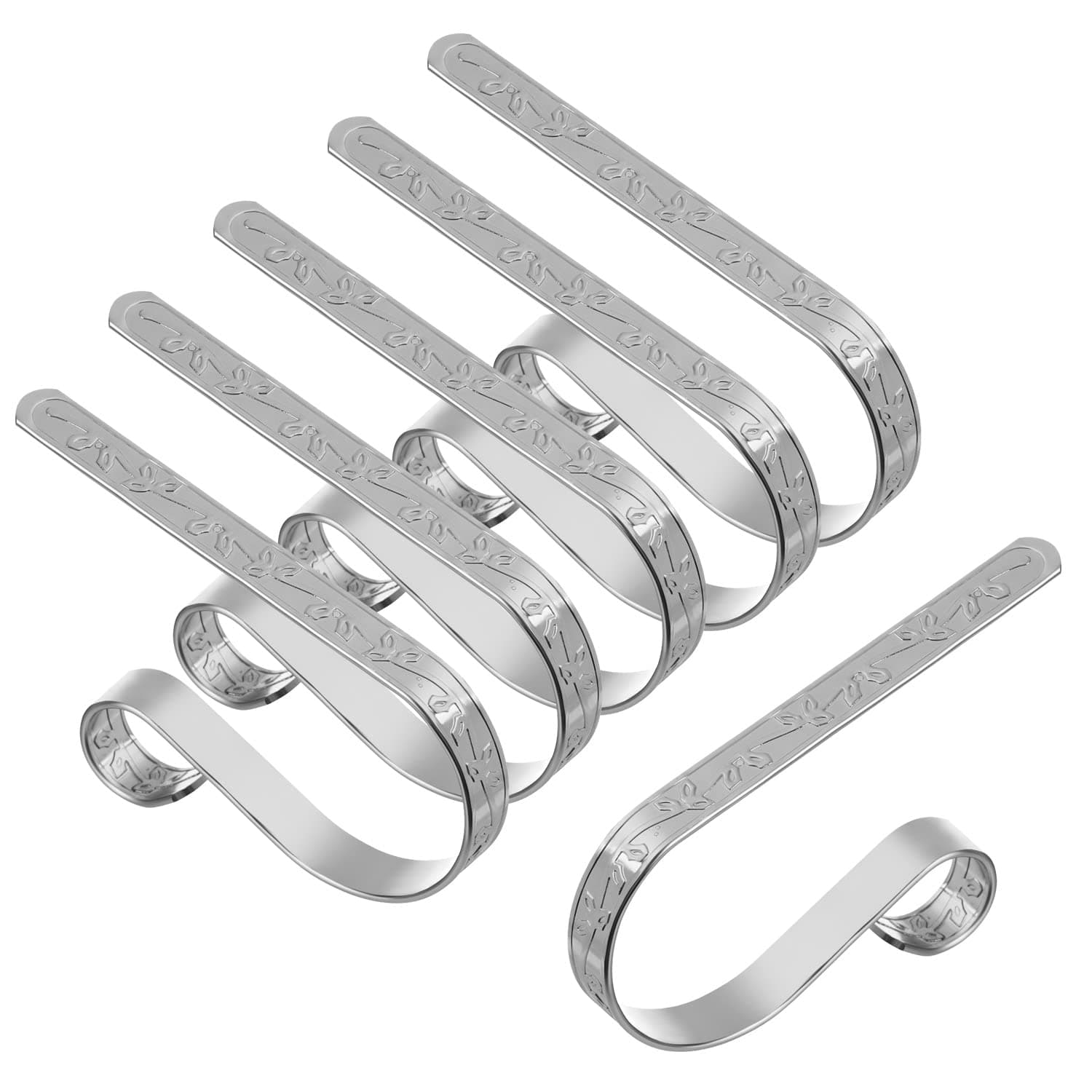 maxgoods Christmas Stocking Hooks, 6 Pack Mantel Stocking Holder for Fireplace Mantle Freestanding(Sliver 6 Plack)