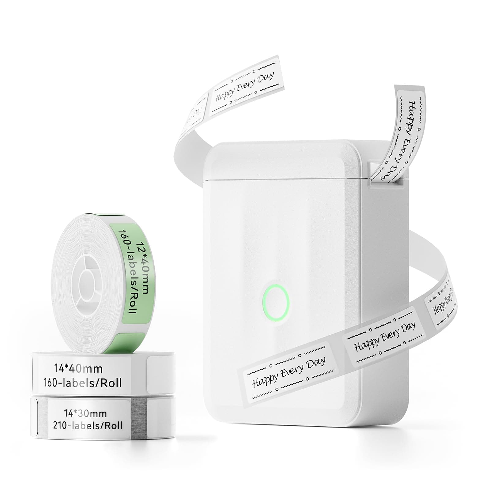 NIIMBOT D110 Mini Label Maker Machine with Tape (3 Rolls), Portable Bluetooth Inkless Sticker Printer, Automatic Feeding and Rewind One-Touch Custom Printing, Compatible with Phone Only