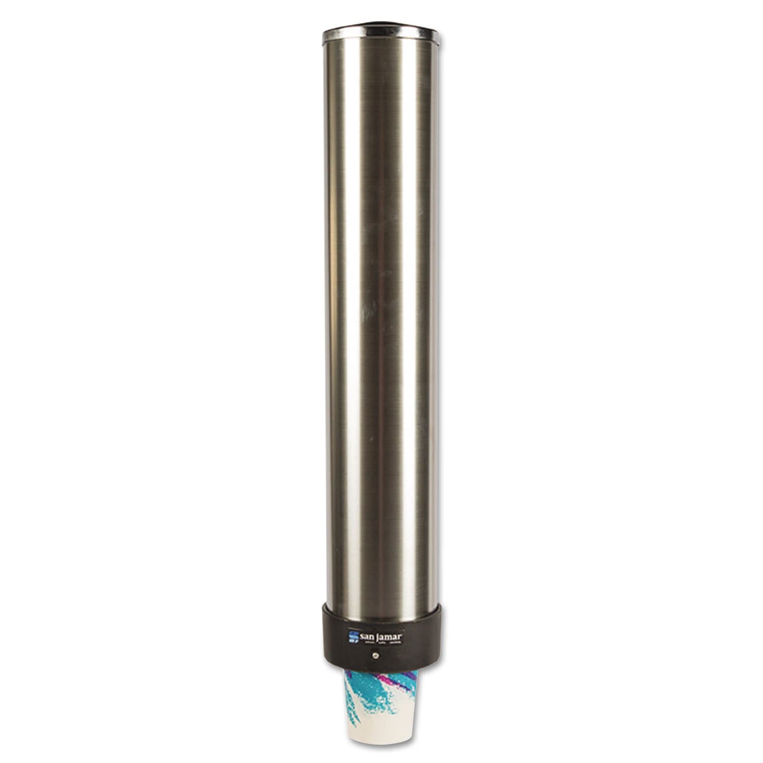 Wholesale CASE of 5 - San Jamar Pull-type Beverage Cup Dispenser-Cup Dispenser, Adjustable, 12 to 24 oz., Stainless Steel