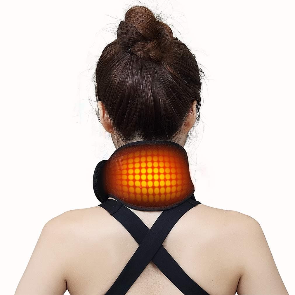 USB Heated Neck Brace Heating Cervical Wrap Therapy for Lower Neck Injury,Pain,Stiff Neck,Neck Fatigue,Headache,Brace and Support(Black)