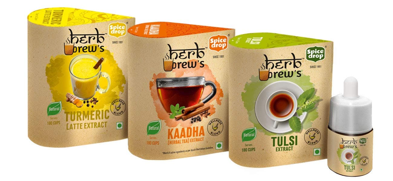 Spice Drop Immunity Combo Extract - Pack of 3 | Holy Basil / Tulsi, Turmeric Latte and Kaadha/ Kwath Extract | Natural Herbs and Spices | No Added Color or Preservative | Vegan | 0.17 Oz Each