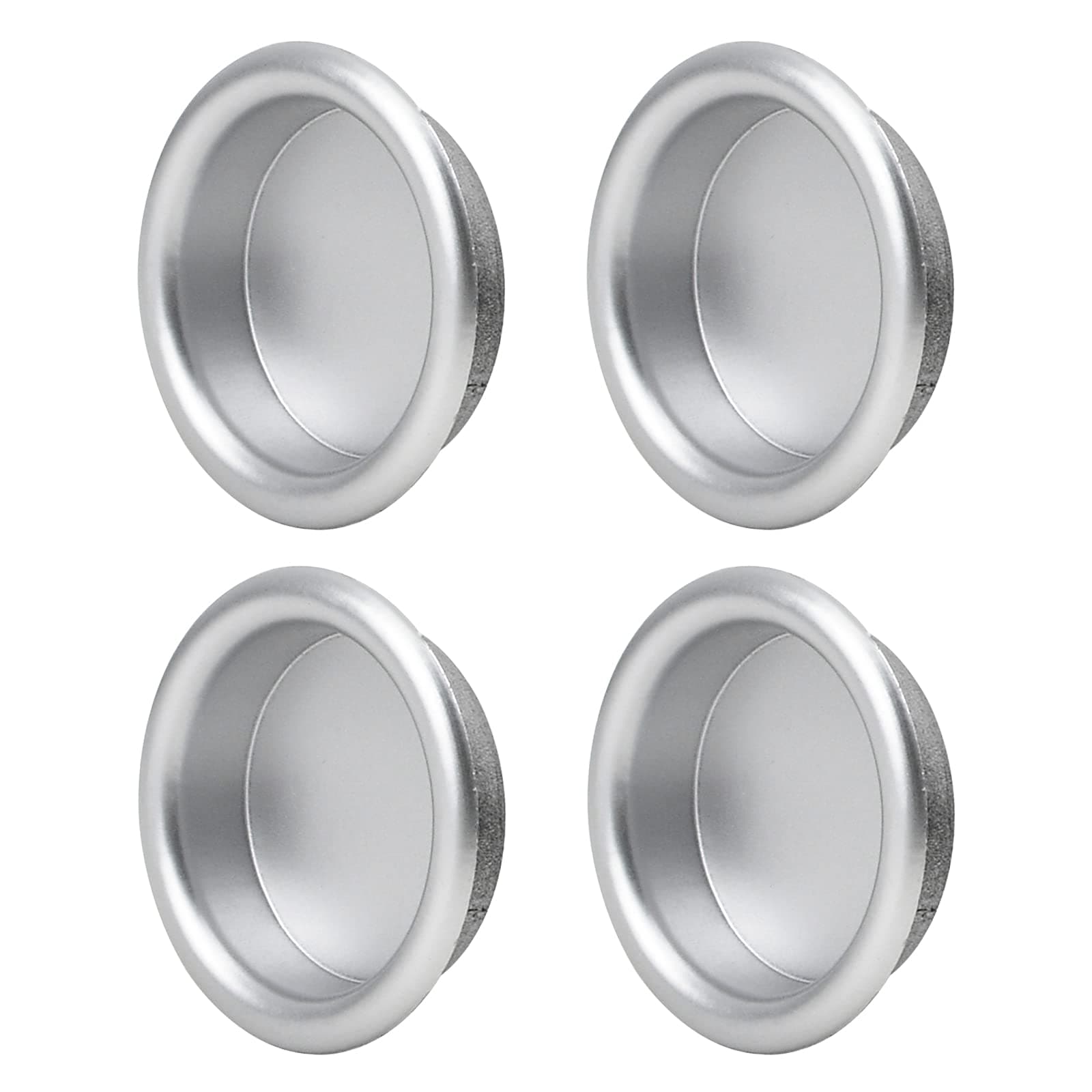 MOROBOR 4 Pack Closet Door Finger Pull, Plastic Round Sliding Pull, Recessed Kitchen Cabinet Handles Pull, Invisible Door Handle, Matte Silver