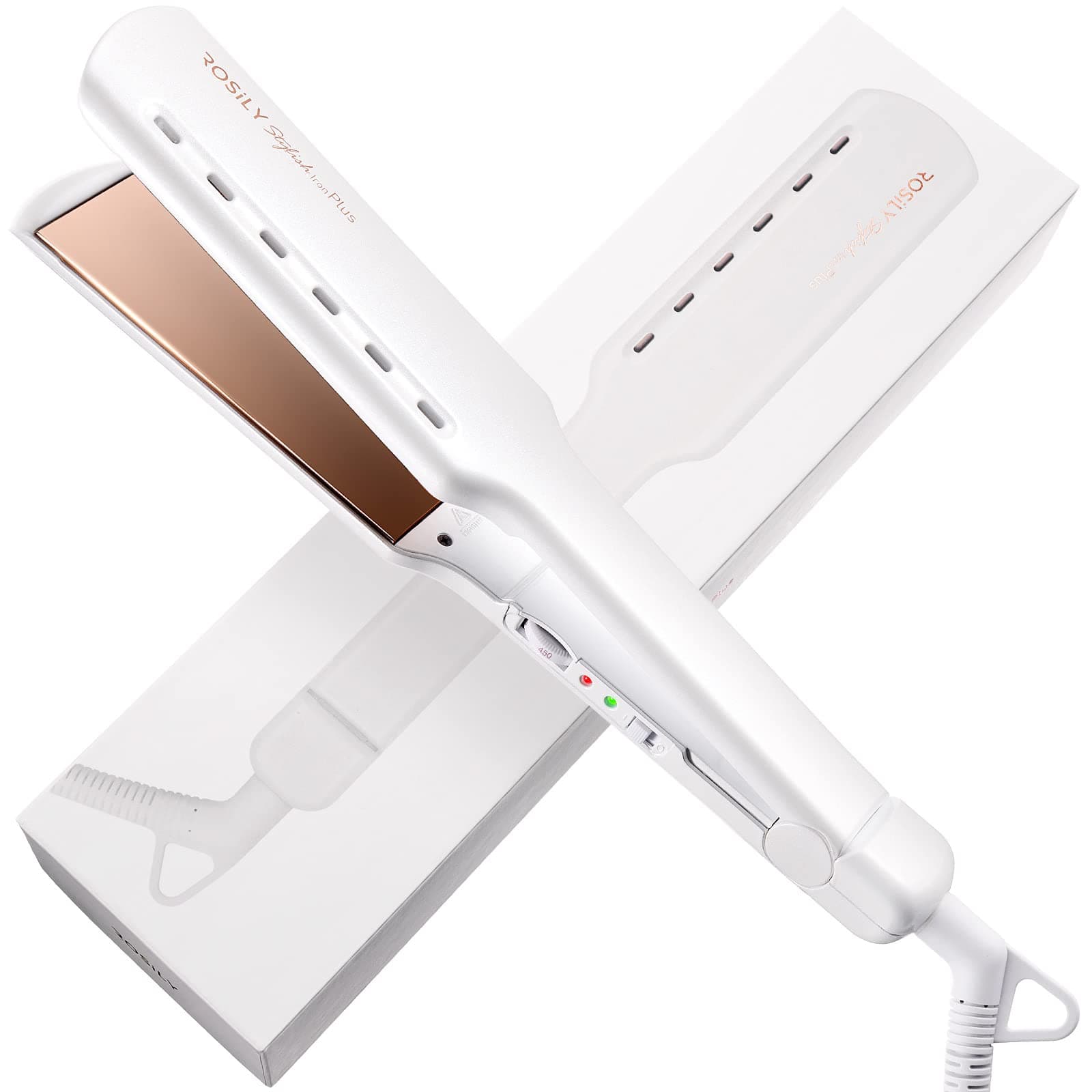 ROSILY Professional Salon Quality Flat Iron | 1.75'' Extra-Large Nano Titanium Plate Hair Straightener | Instant Heat Up, Dual Voltage Travel Hair Straightening Iron | Smooth Glide for All Hair Types