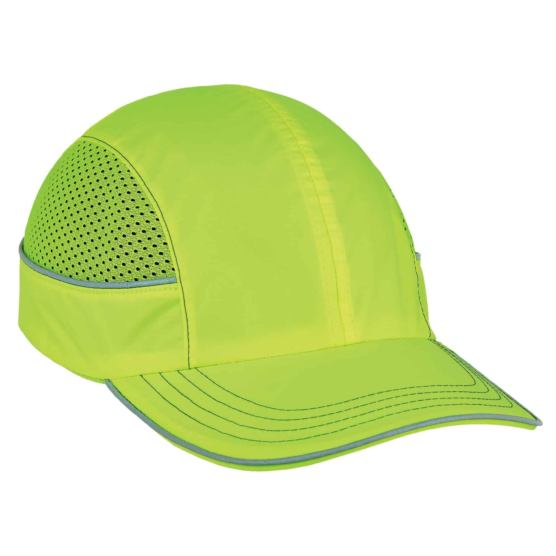 Safety Bump Cap, Baseball Hat Style, Comfortable Head Protection, Long Brim, Skullerz 8950, Lime