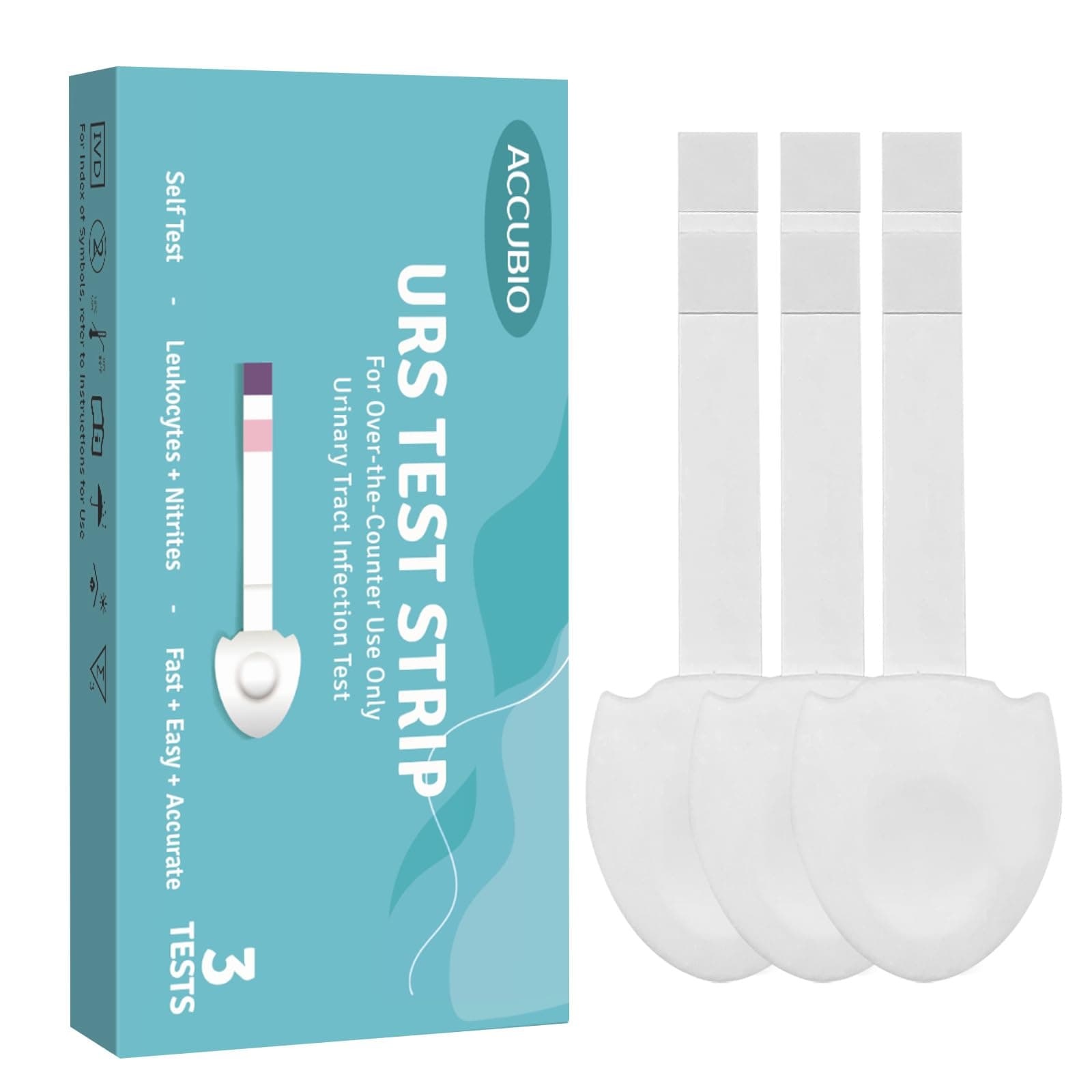 UTI Test Strips, Urinary Tract Infection Testing Kit, Home Rapid Detection for Leukocytes and Nitrite, at Home UTI Testing, Clean Grip Handle, UTI Test Kit Individually Wrapped, 3 Strips